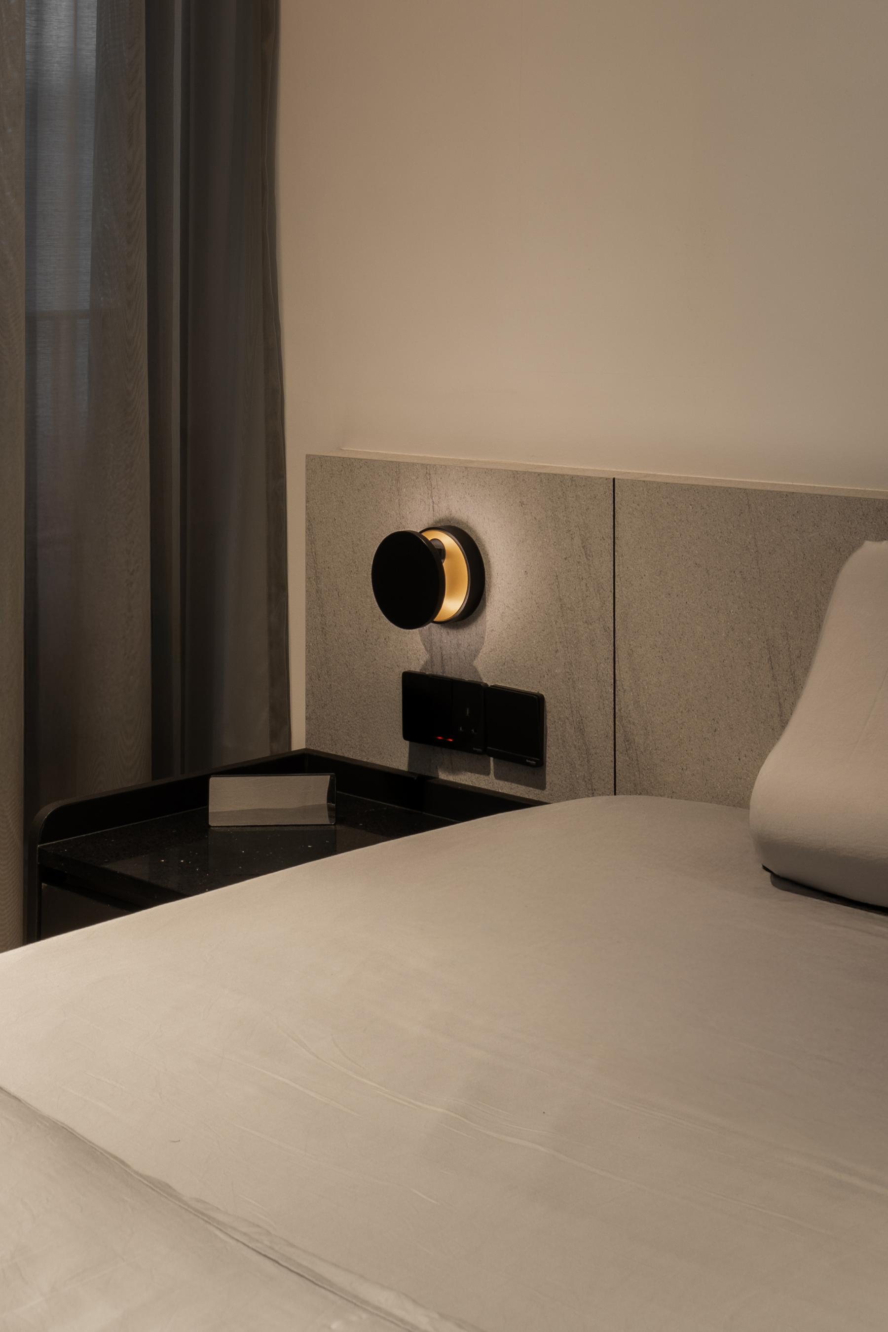 Contemporary Bedroom with Built-in Bed and Bedside Table