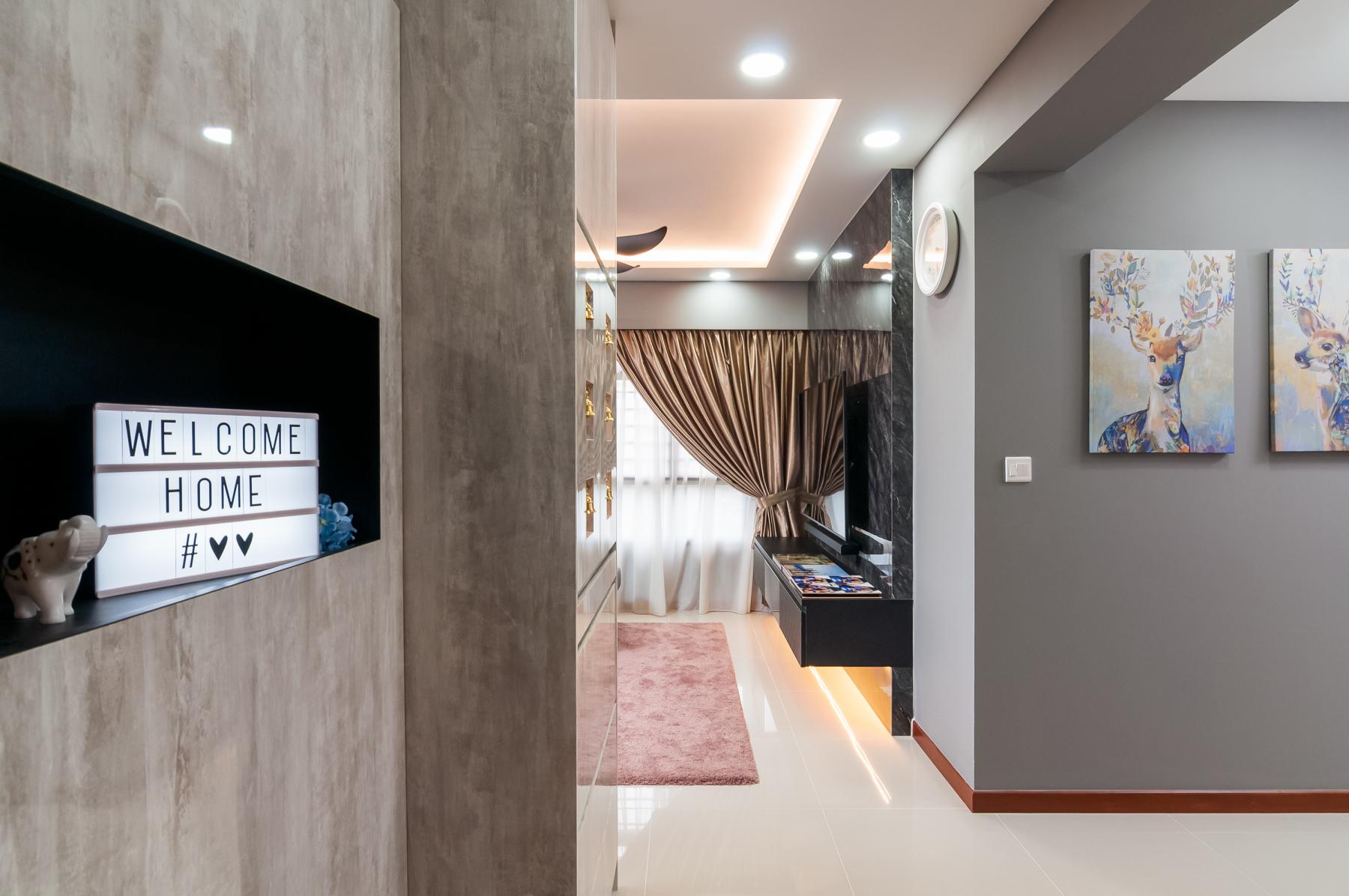 Modern Foyer with Artwork and Console Table