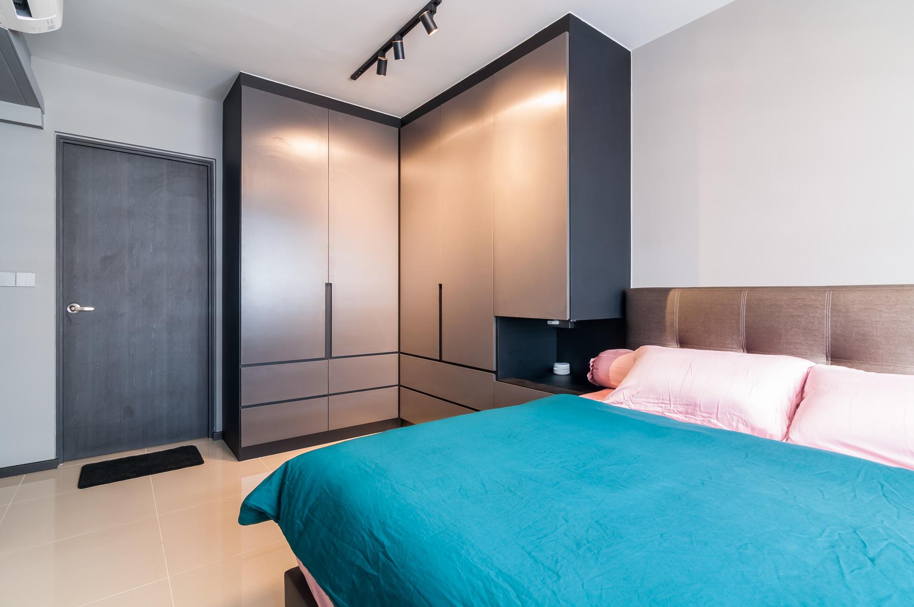 Country Bedroom with Wardrobe and Bedside Table