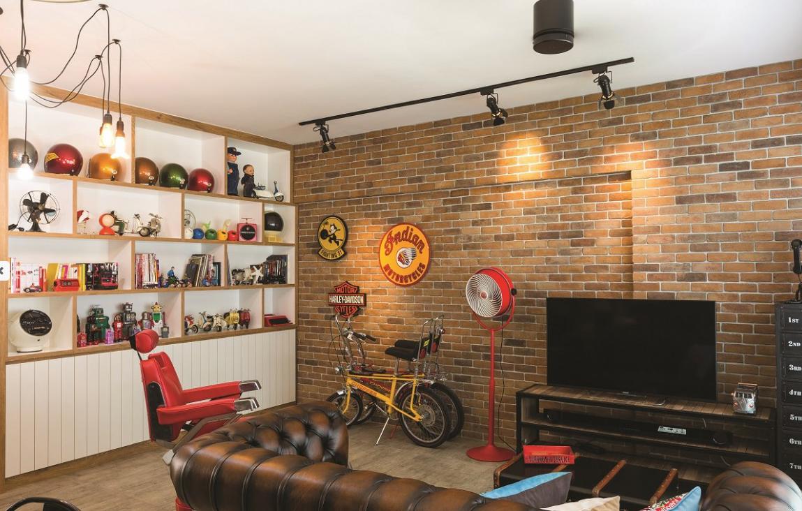 Scandinavian Living Room with Feature Wall and Paintings