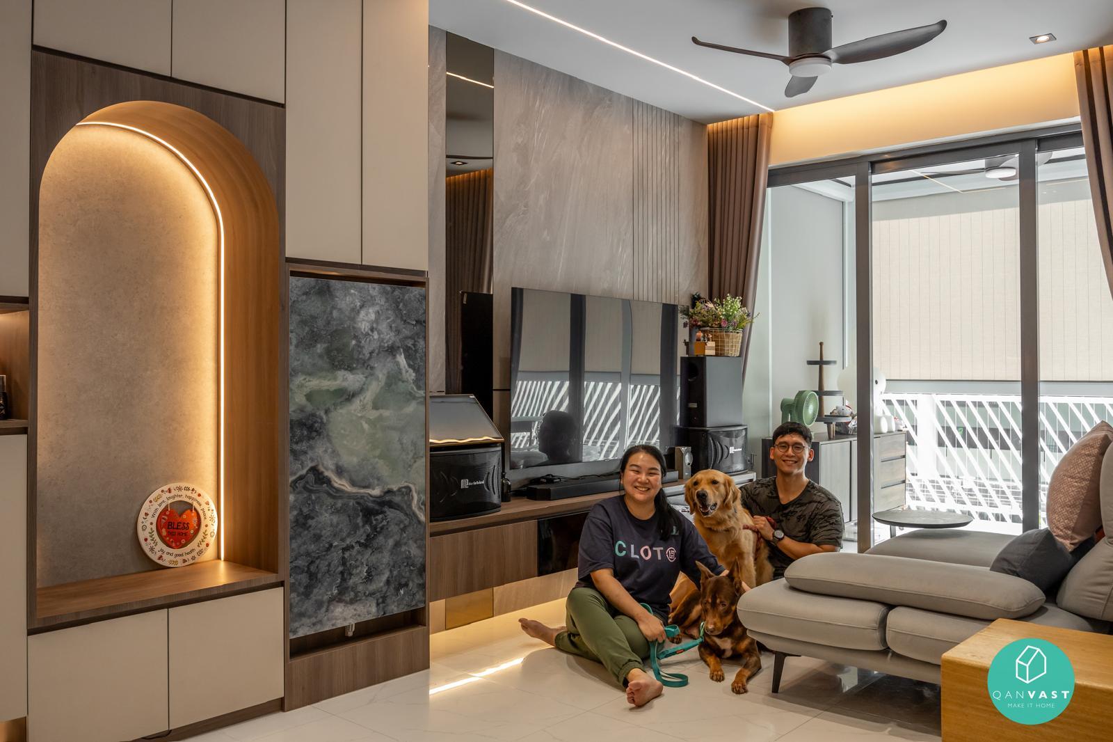 Modern Living Room with Feature Wall and Cove Lighting