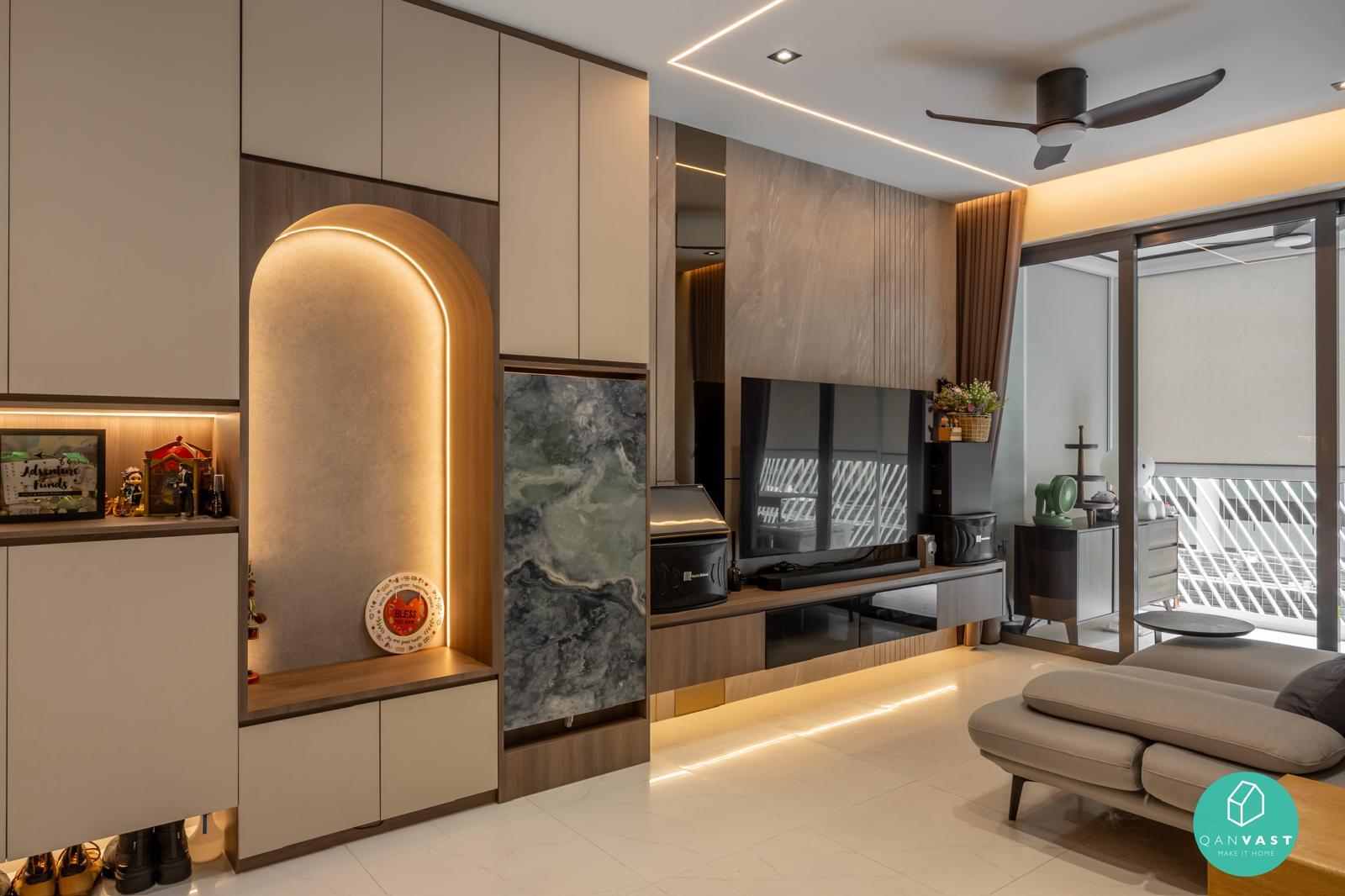 Modern Living Room with TV Console and Feature Wall