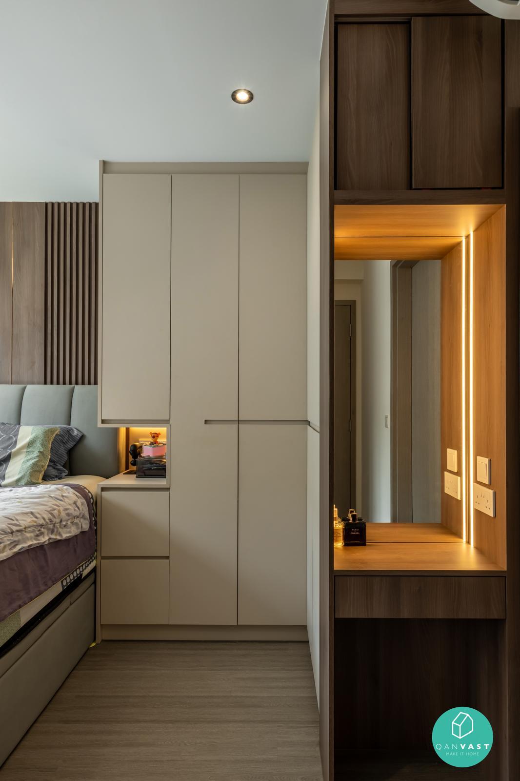 Modern Bedroom with Closet and Bedside Table
