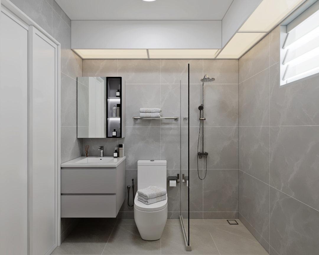 Modern Bathroom with Countertop and Vinyl Flooring
