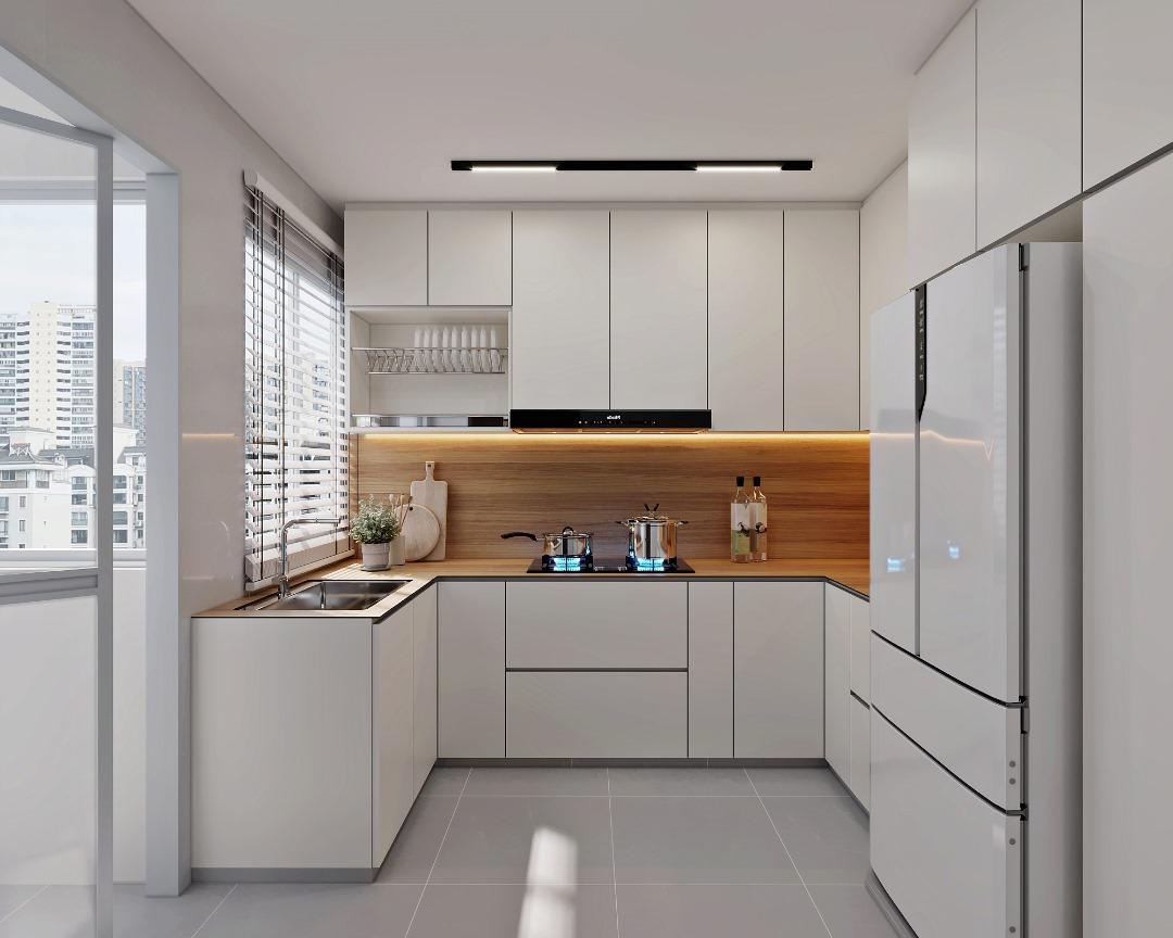 Modern Kitchen with Countertop and Vinyl Flooring