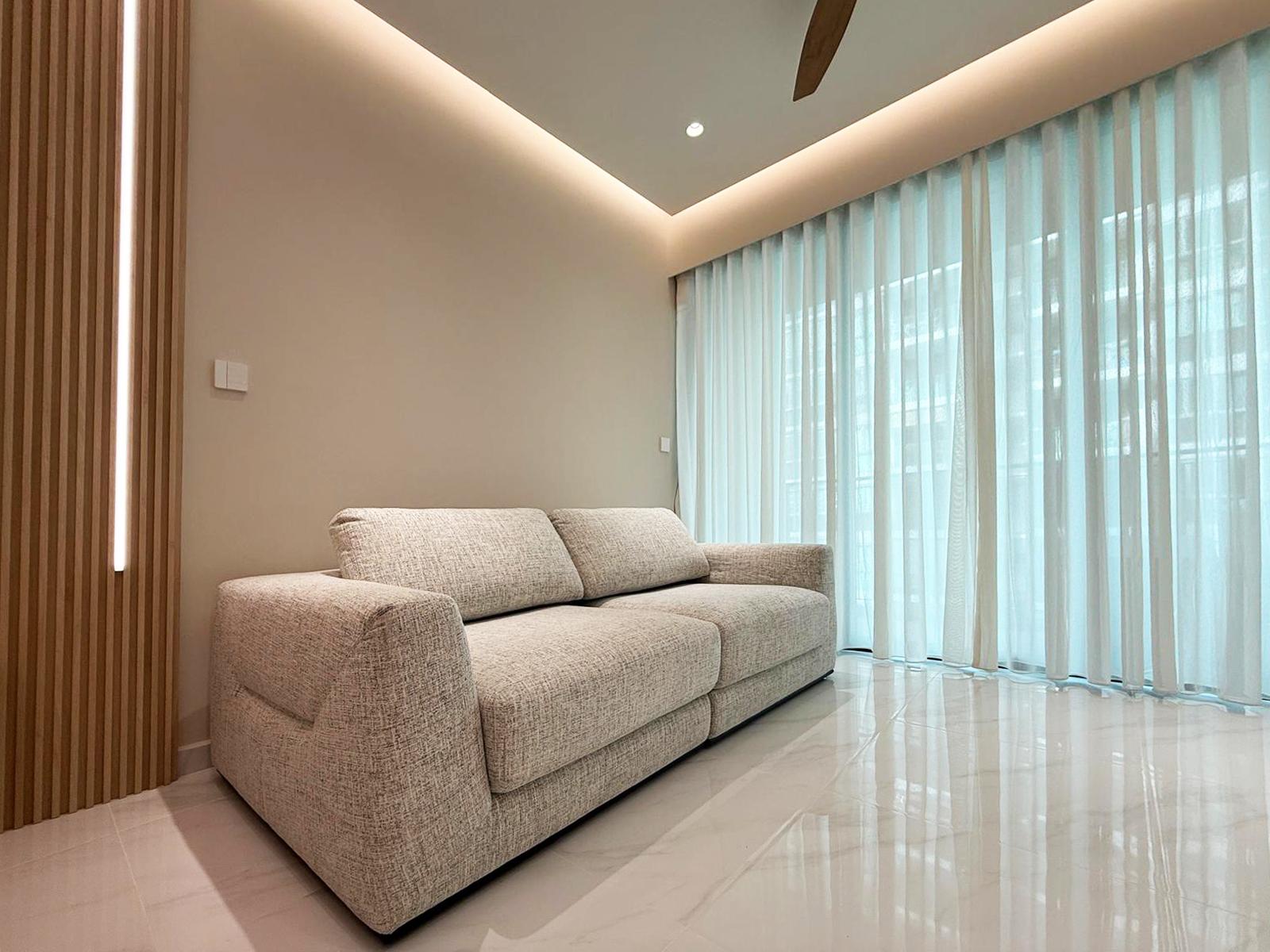 Modern Living Room with Chandelier and Sofa