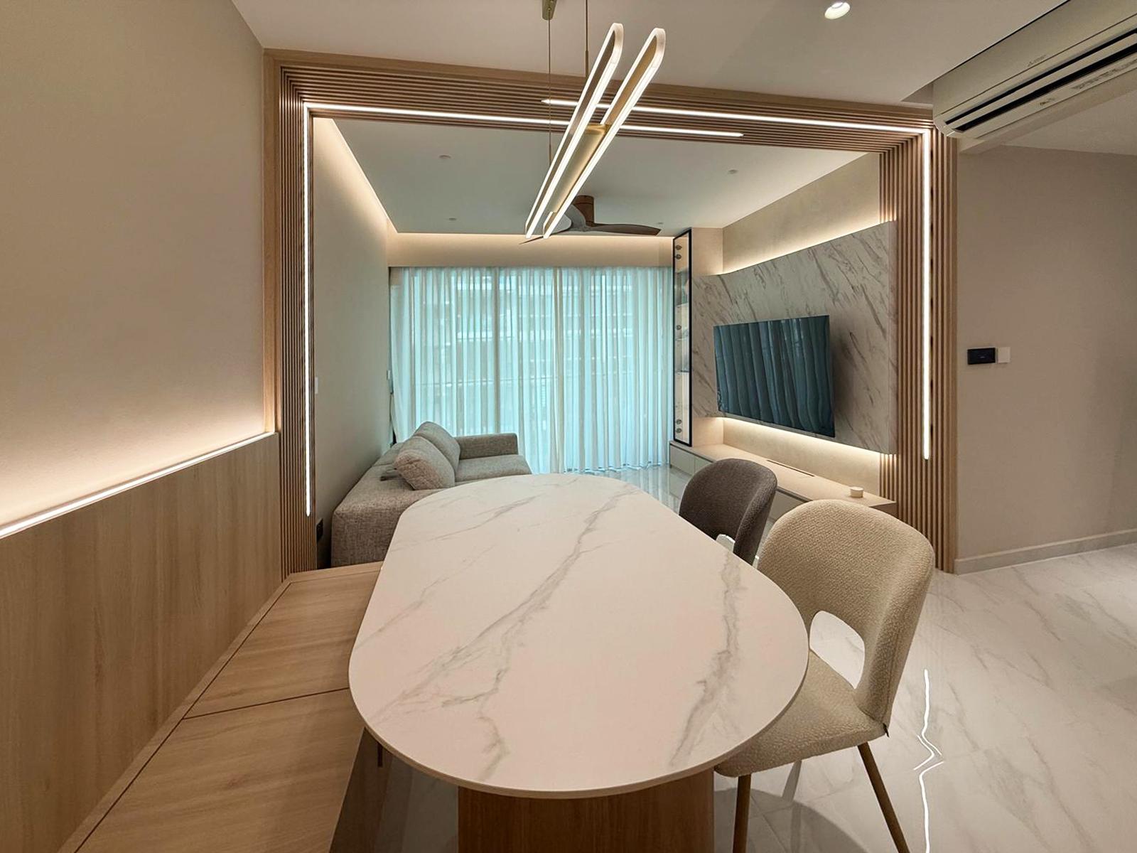 Modern Dining Room with Downlights and Dining Table