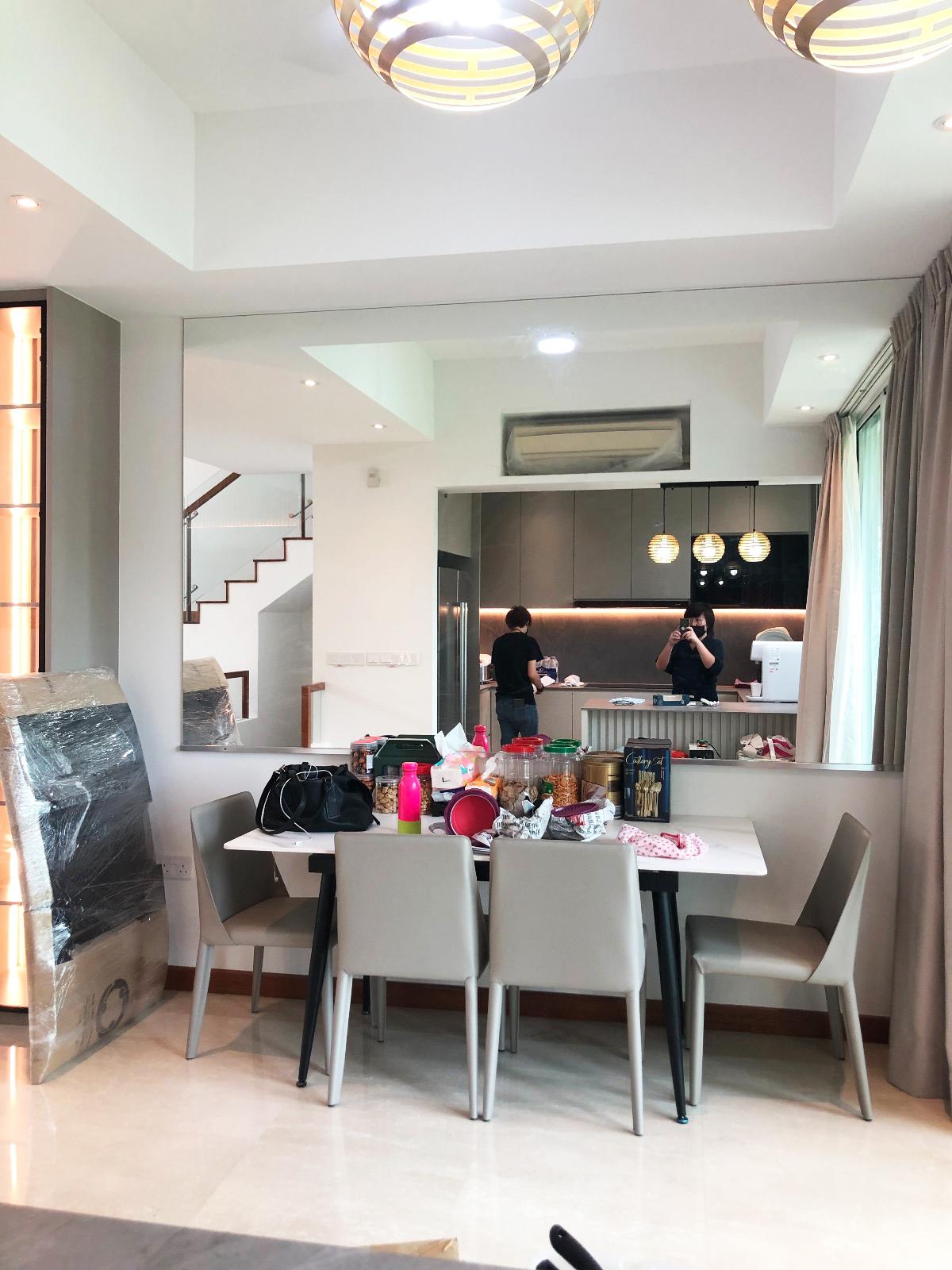Modern Dining Room with Drop Light and Cove Lighting