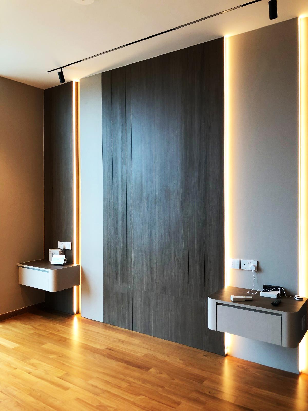 Modern Bedroom with Bookshelf and Platform Bed