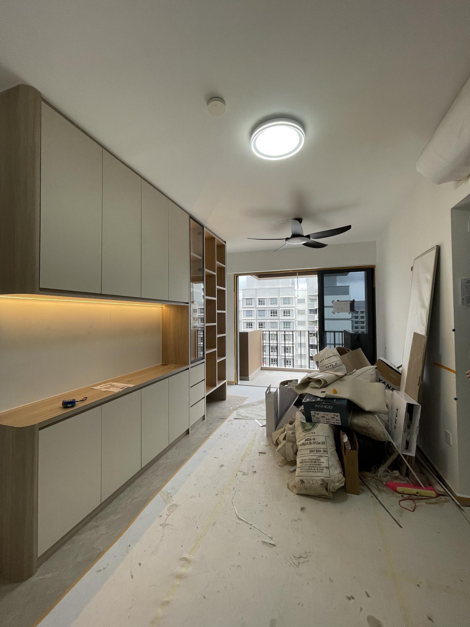 Modern Living Room with Bookshelf and Settee