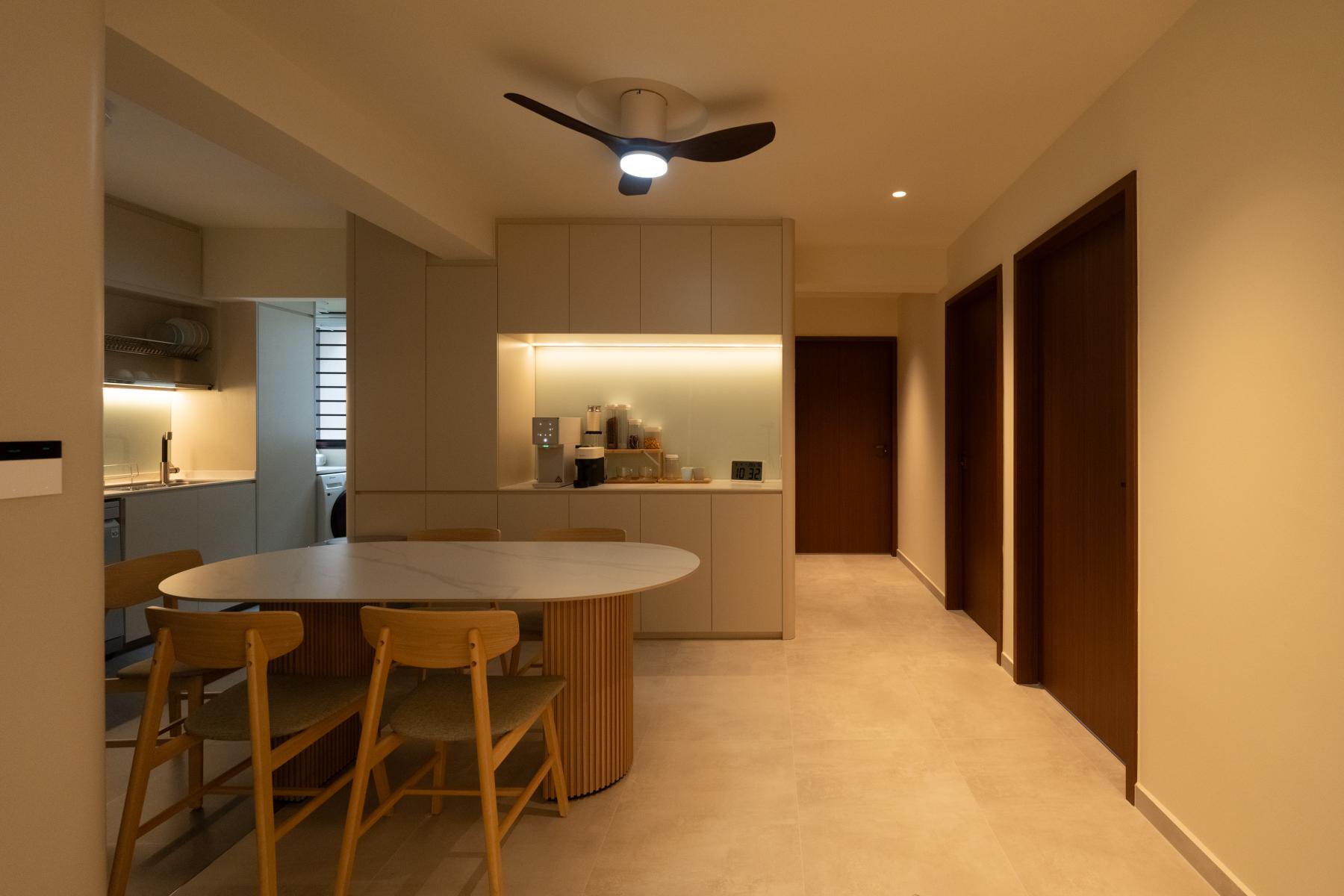 Contemporary Dining Room with Downlights and Dining Table