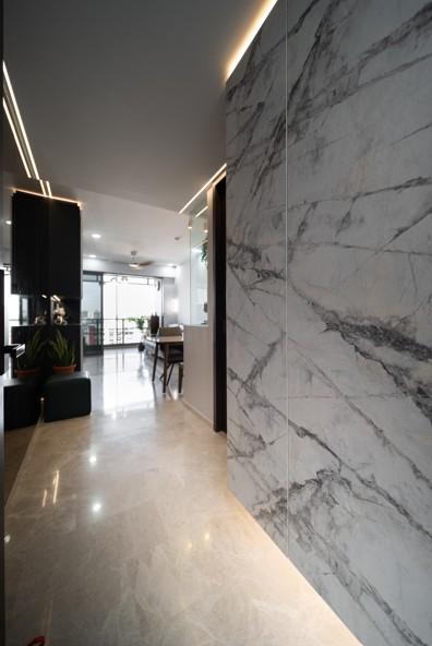Contemporary Entryway with Mirror and Seating Bench