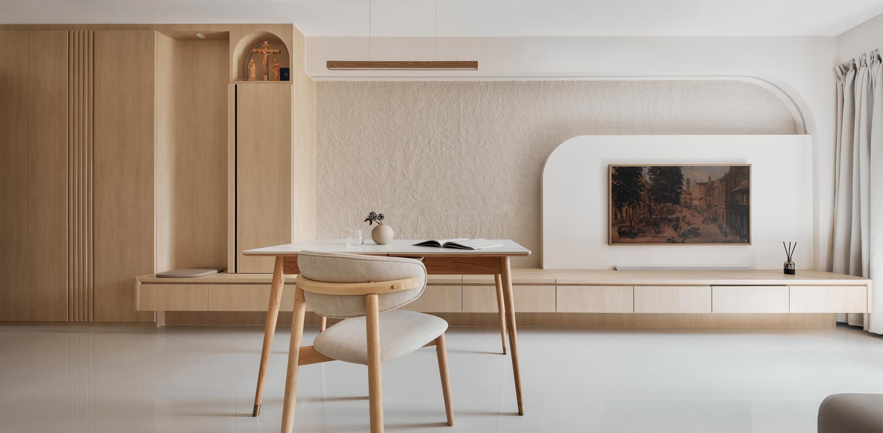 Scandinavian Living Room with TV Console and TV