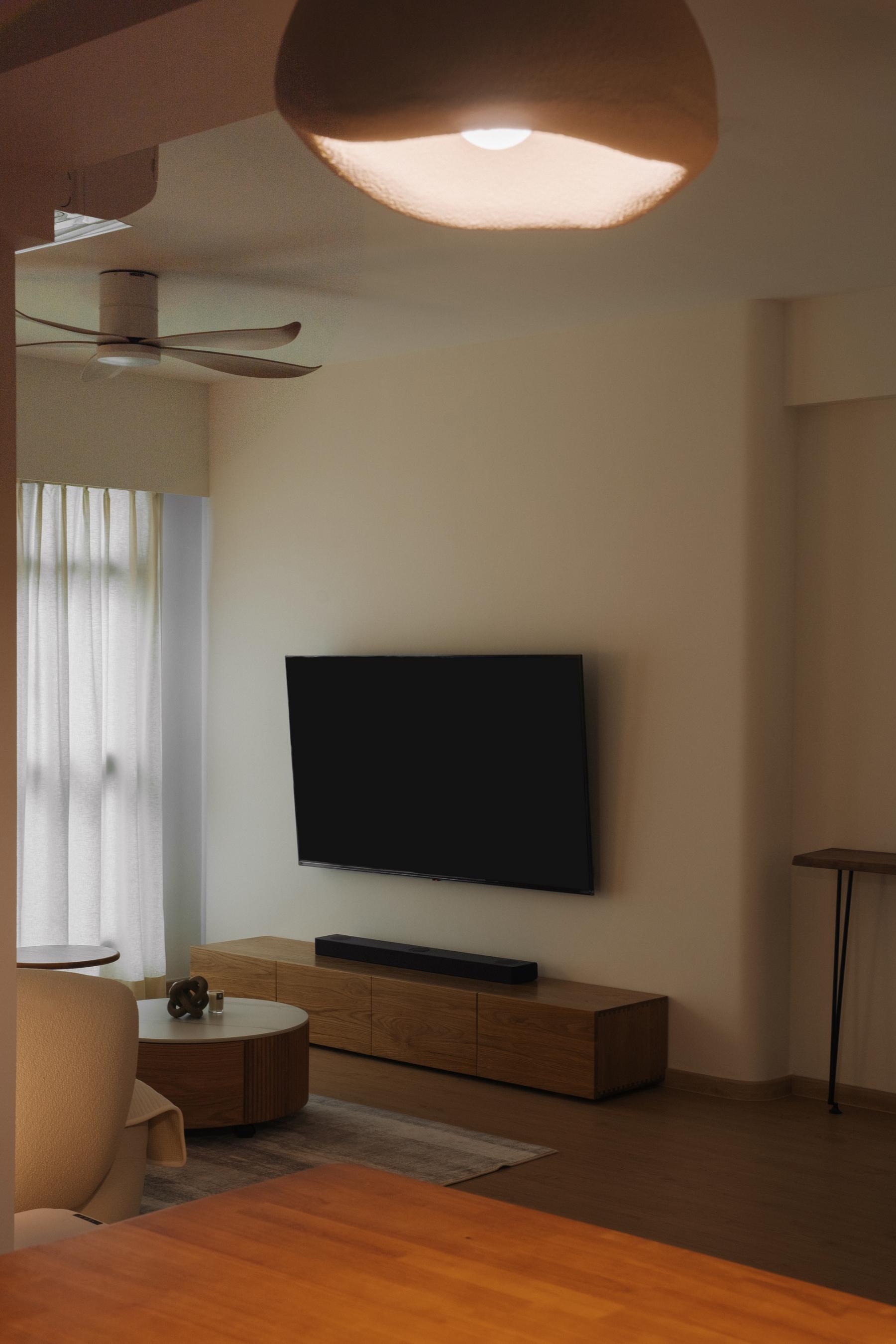 Scandinavian Living Room with TV Console and Sofa