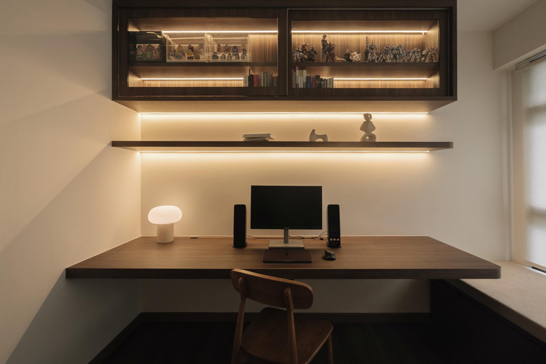 Scandinavian Study with Storage Cabinets and Bookcases