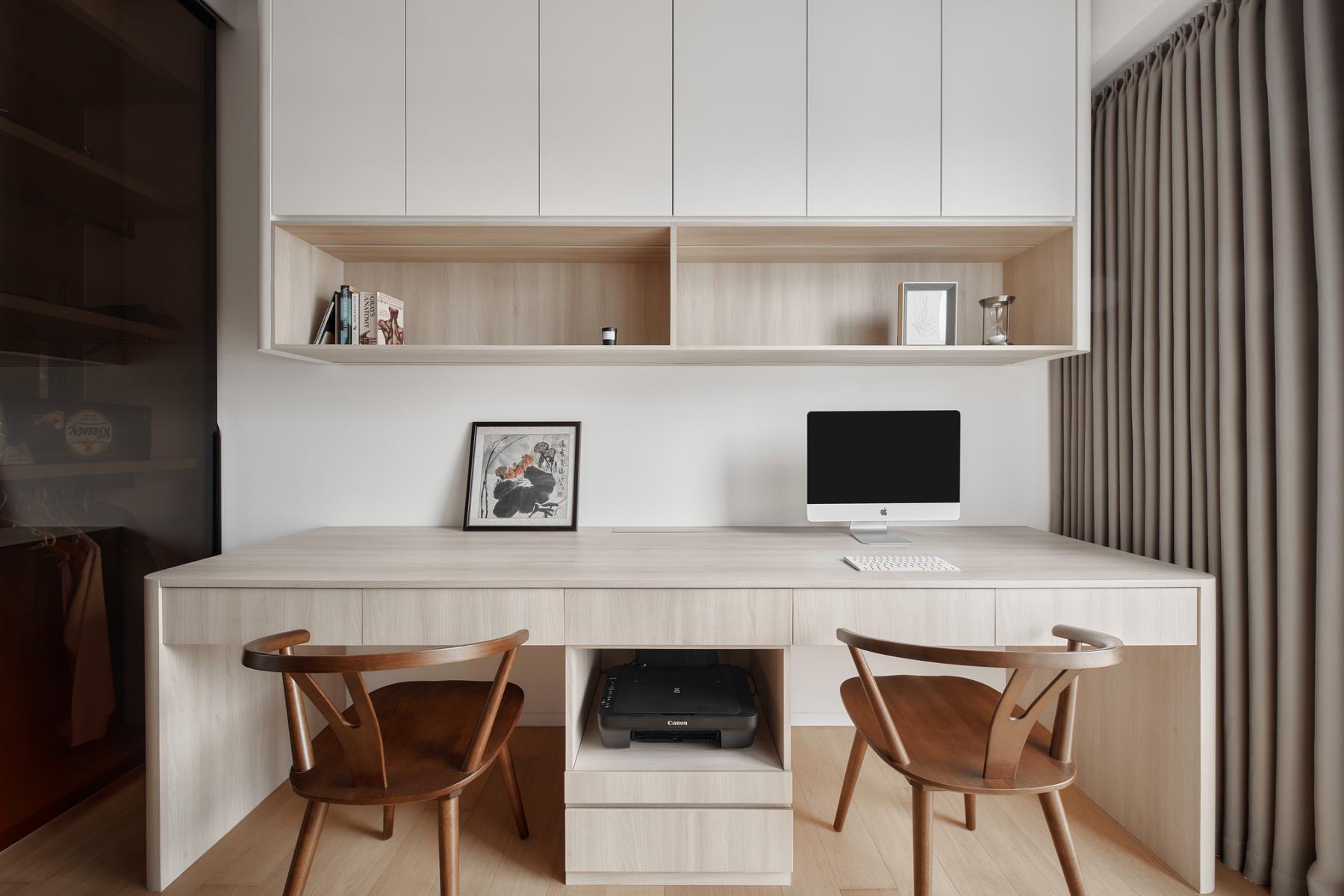 Modern Study with Storage Cabinets and Computer