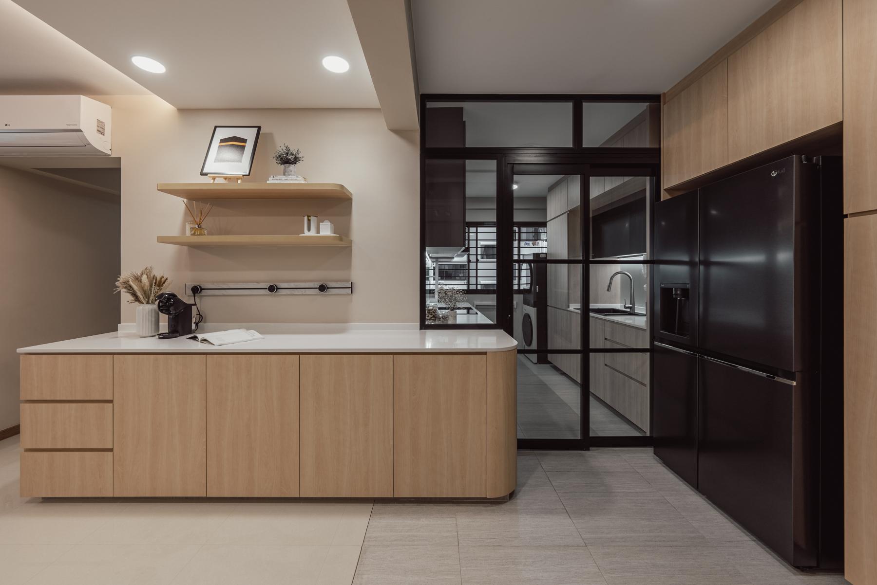 Scandinavian Kitchen with Kitchen Island and Breakfast Counter