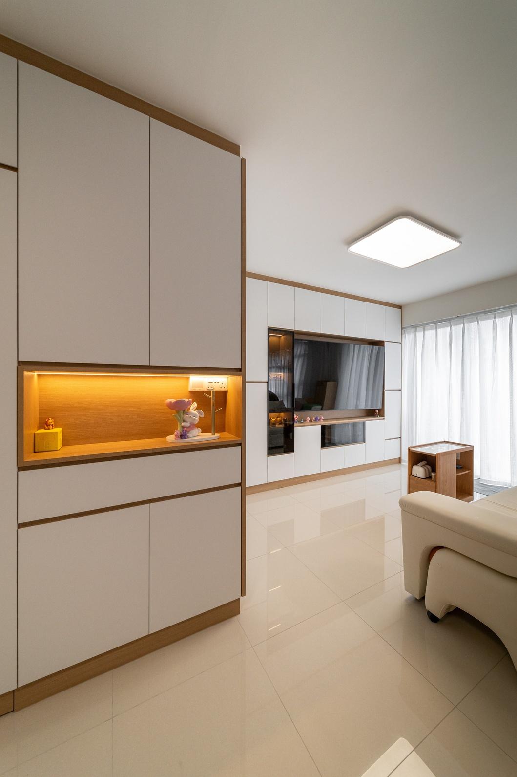 Minimalist Living Room with TV Console and Feature Wall