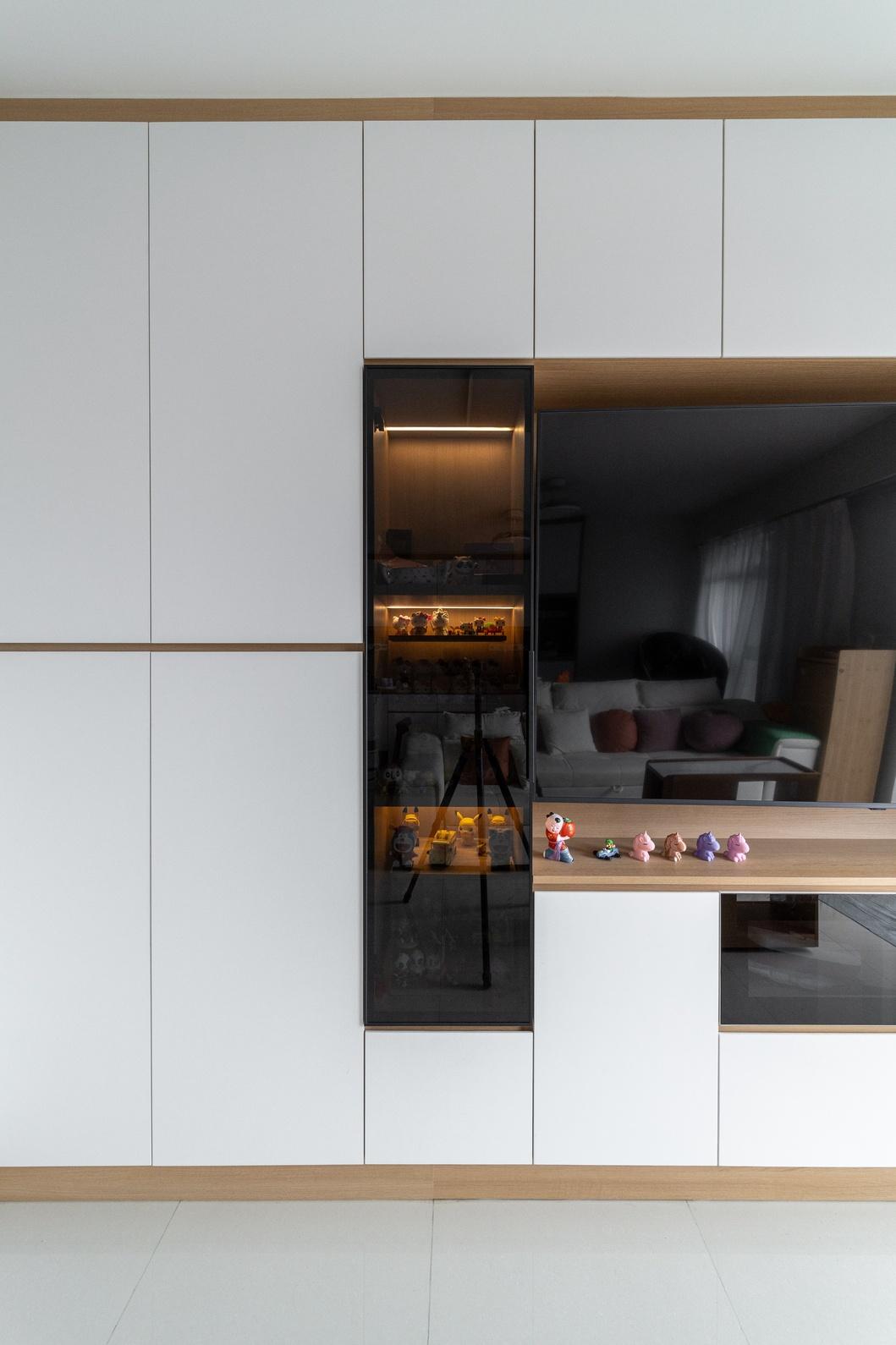 Minimalist Living Room with TV Console and Feature Wall