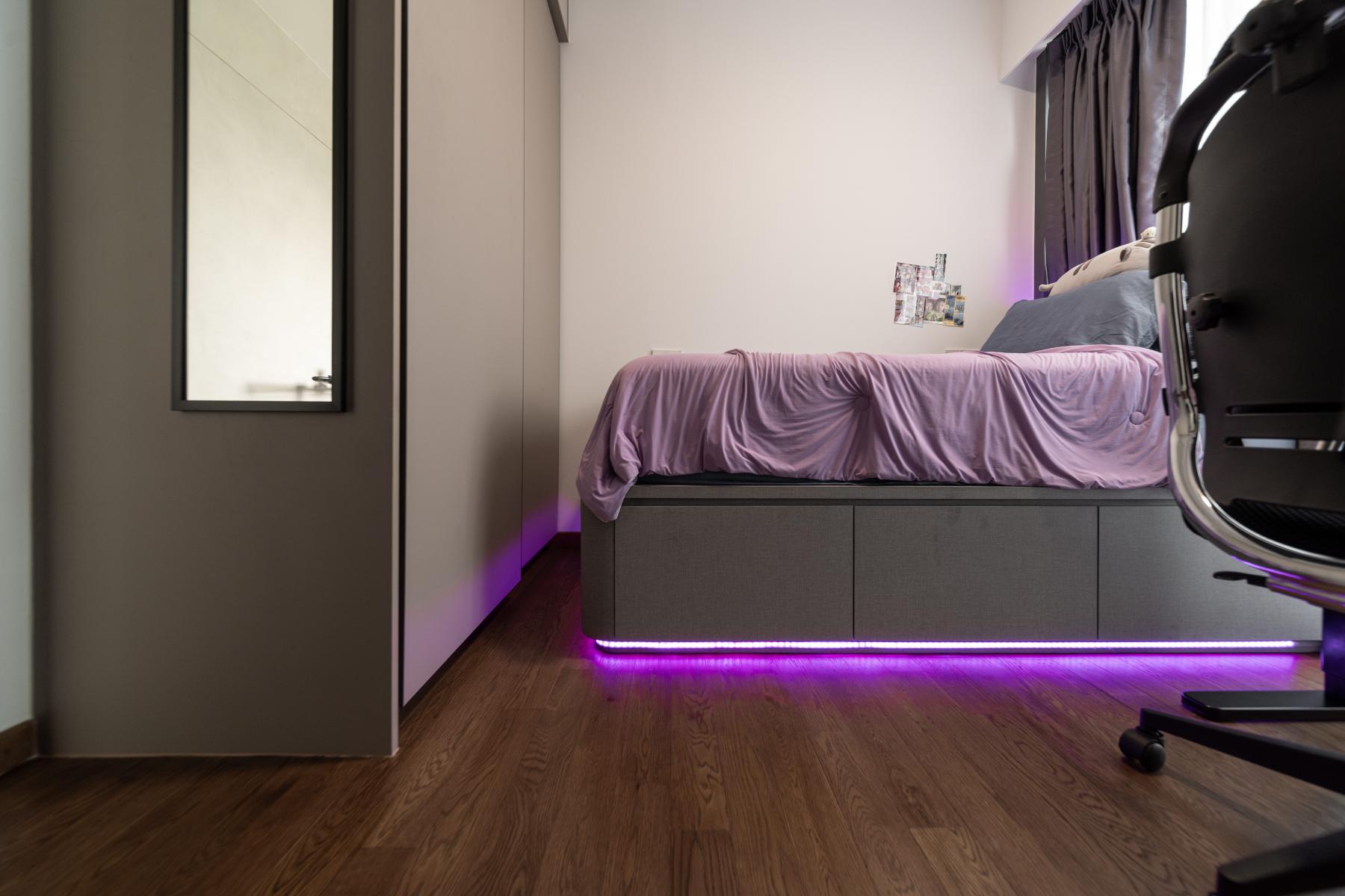 Modern Bedroom with Platform Bed and Wardrobe