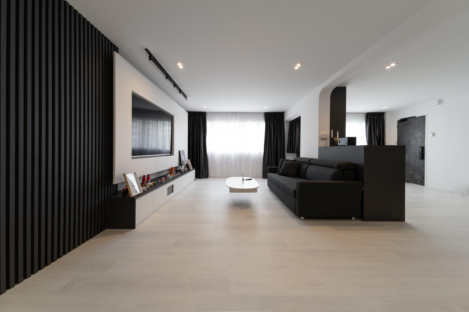 Modern Living Room with Vinyl Flooring and TV Console