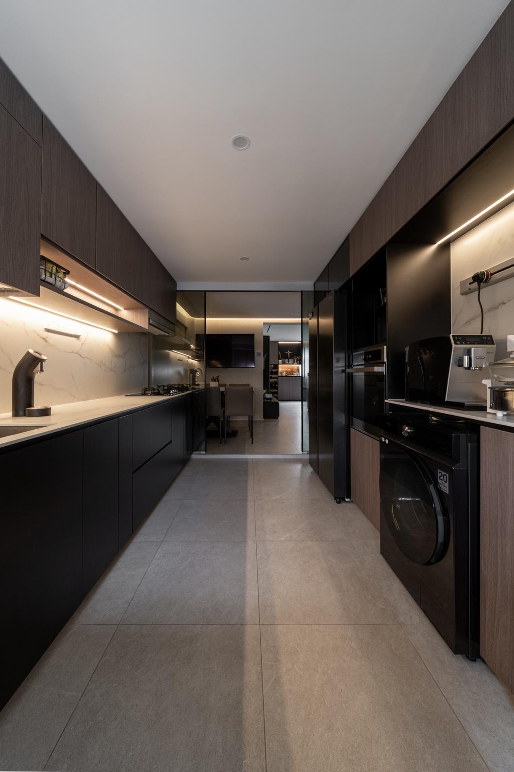 Scandinavian Kitchen with Countertop and Kitchen Island