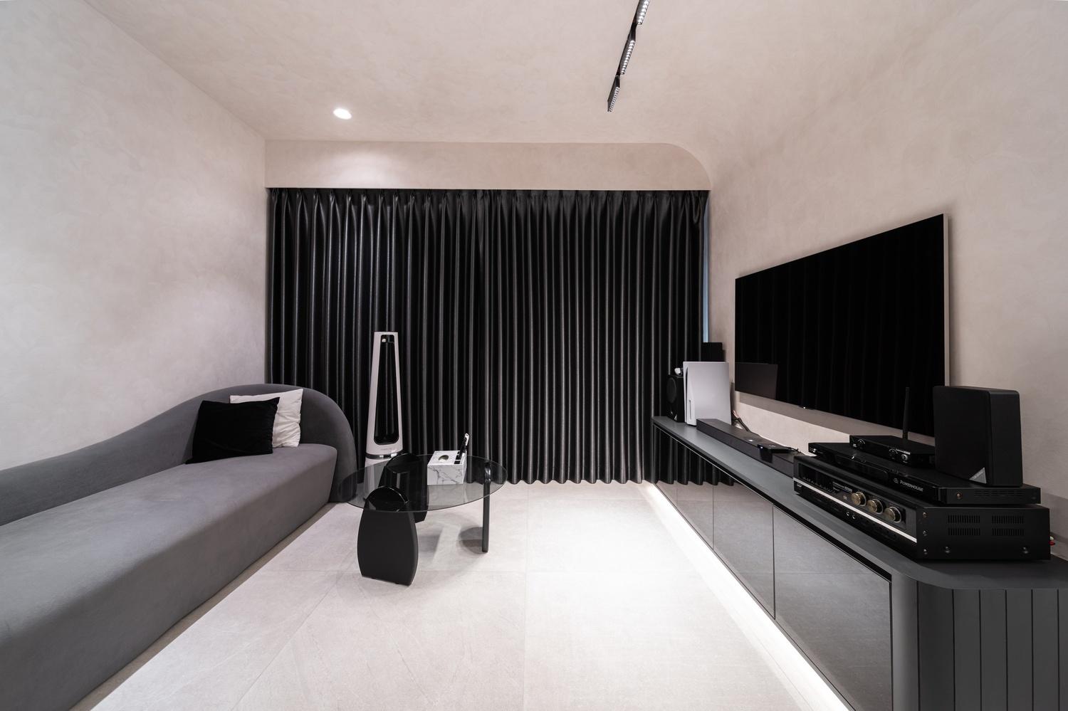 Modern Living Room with TV Console and Feature Wall