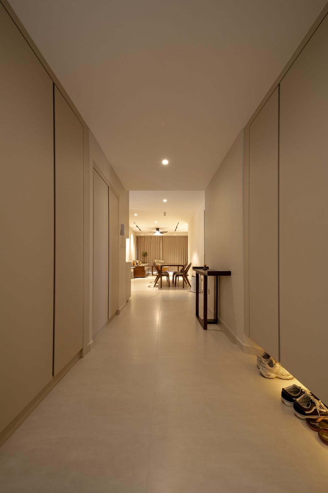Contemporary Entryway with Mirror and Console Table