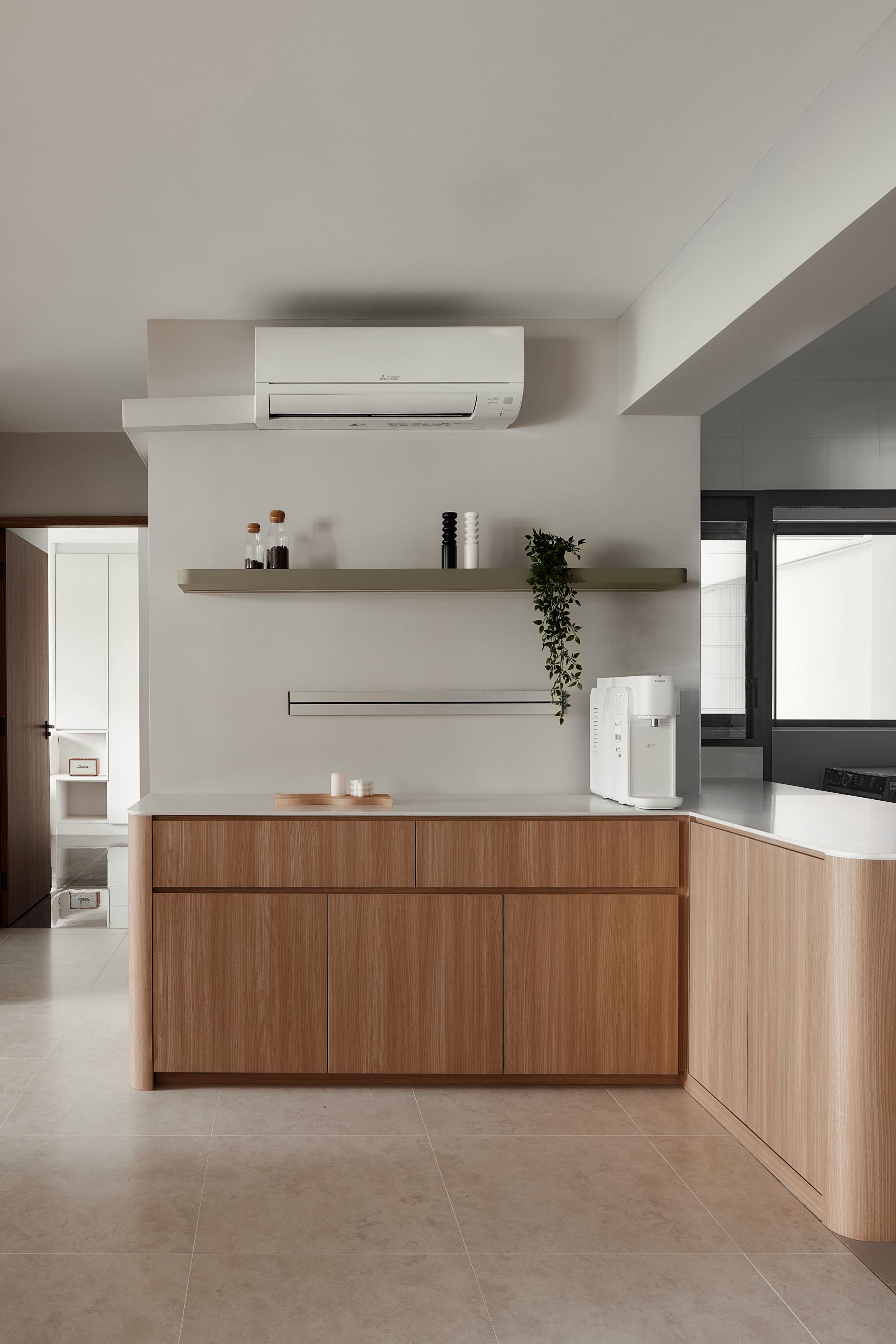 Modern Pantry with Kitchen Island and Console Table