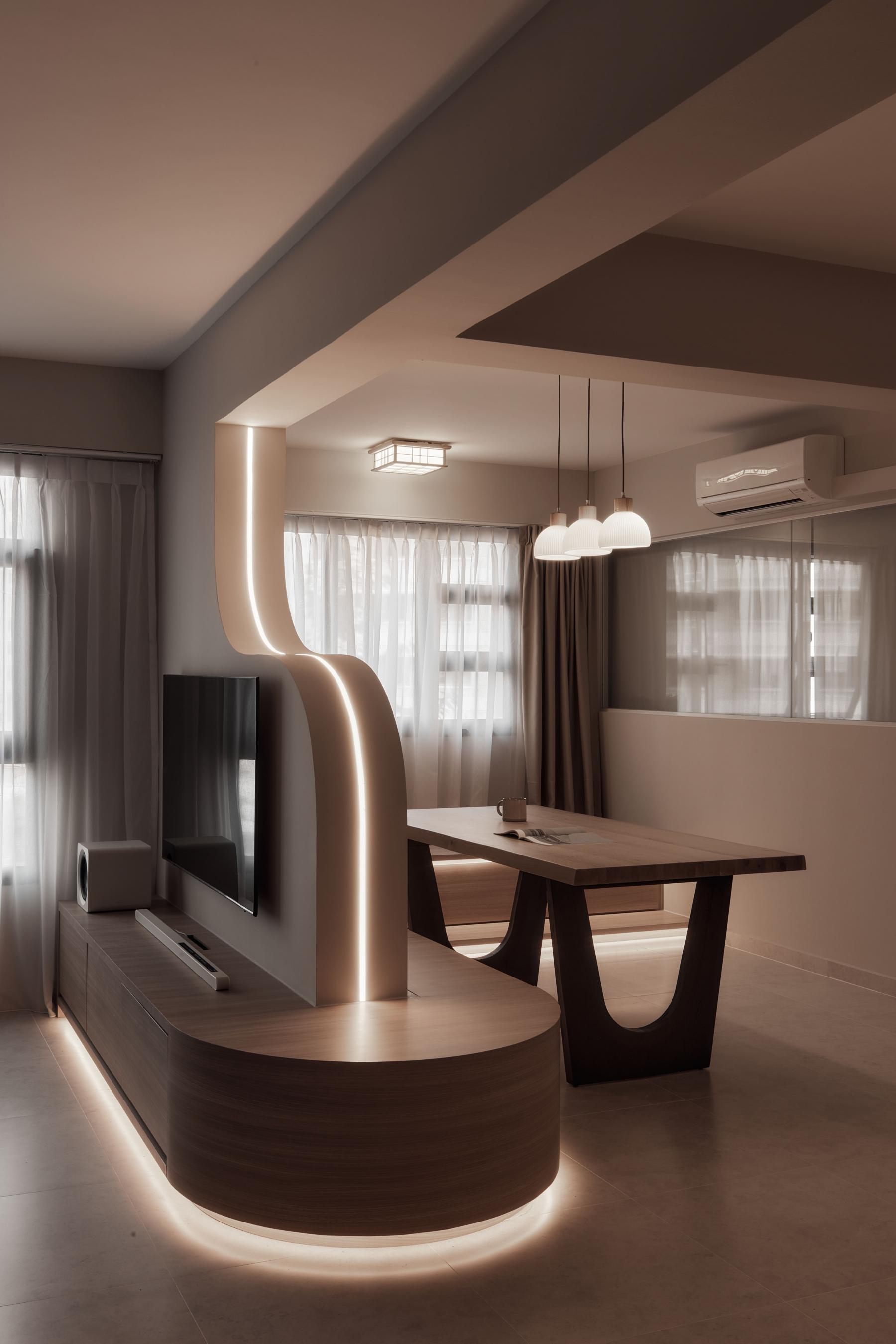 Modern Living Room with TV Console and TV