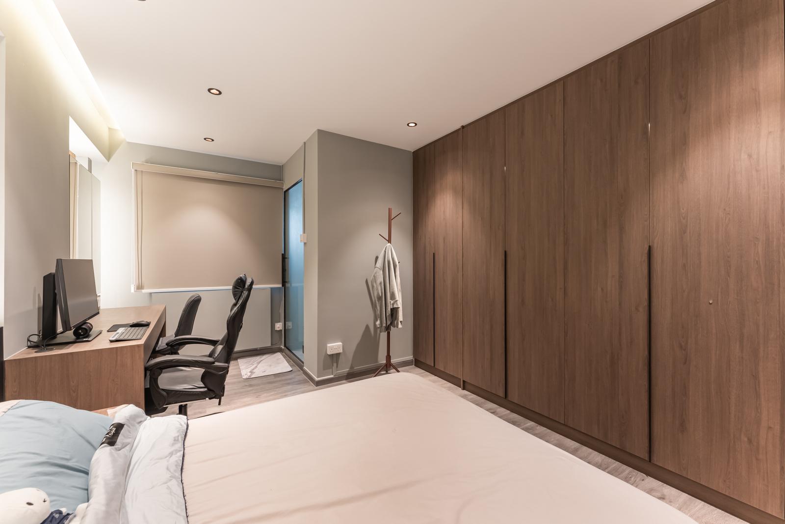 Modern Bedroom with Vinyl Flooring and Wardrobe