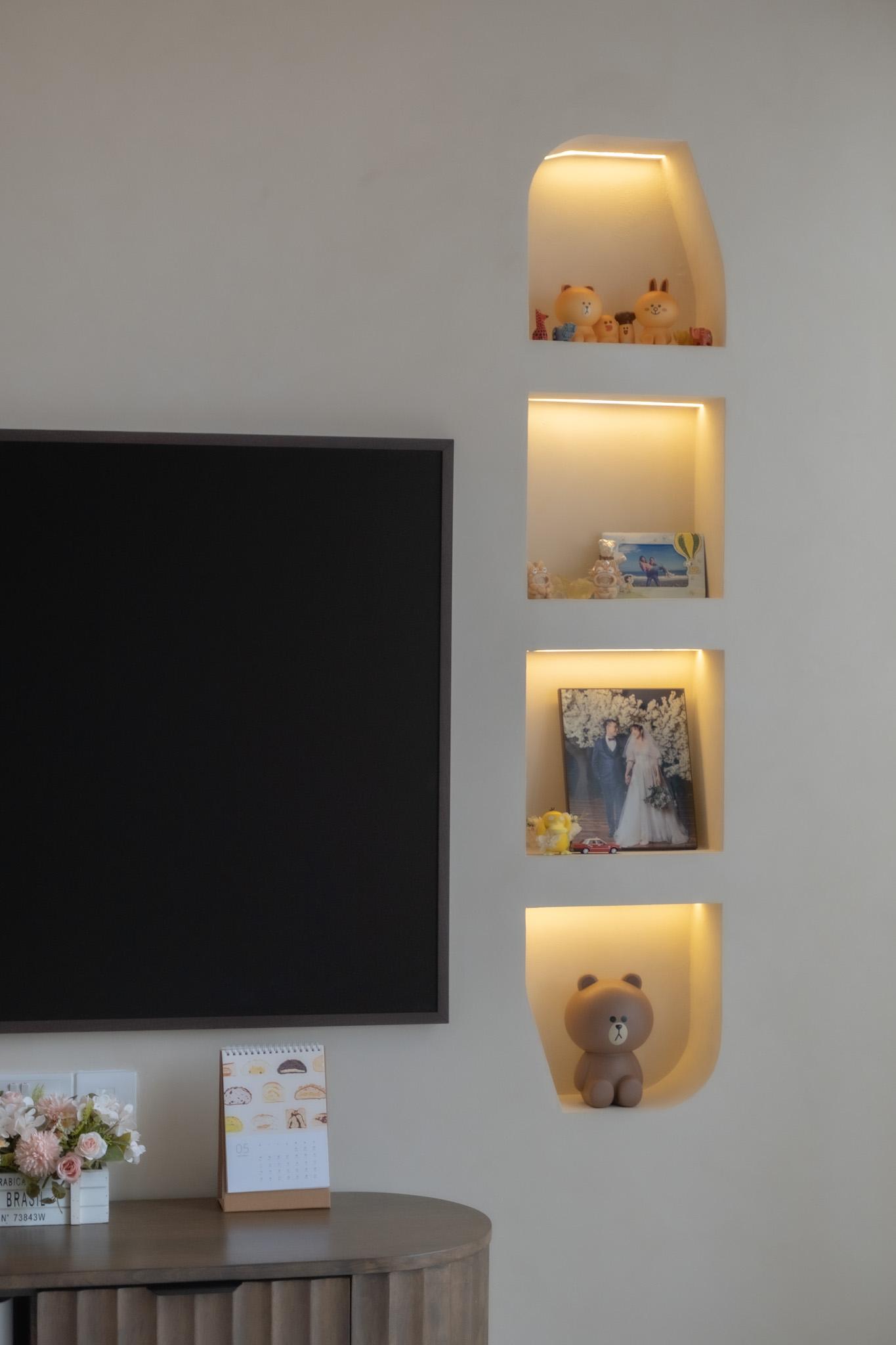 Minimalist Living Room with TV Console and Feature Wall