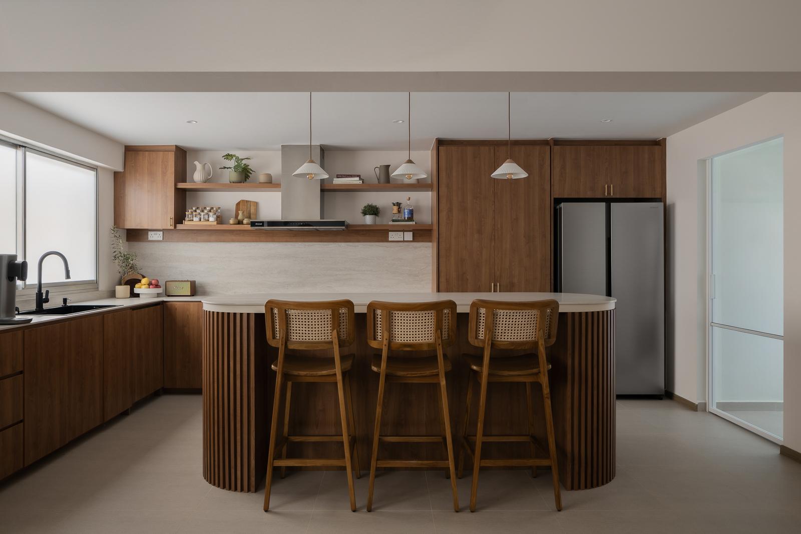 Scandinavian Kitchen with Kitchen Island and Breakfast Counter