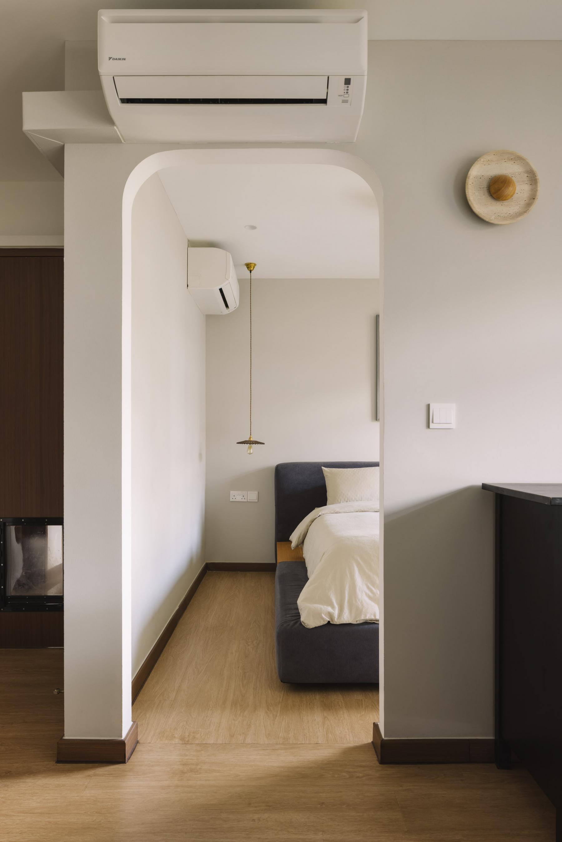 Contemporary Bedroom with Vinyl Flooring and Wood Flooring