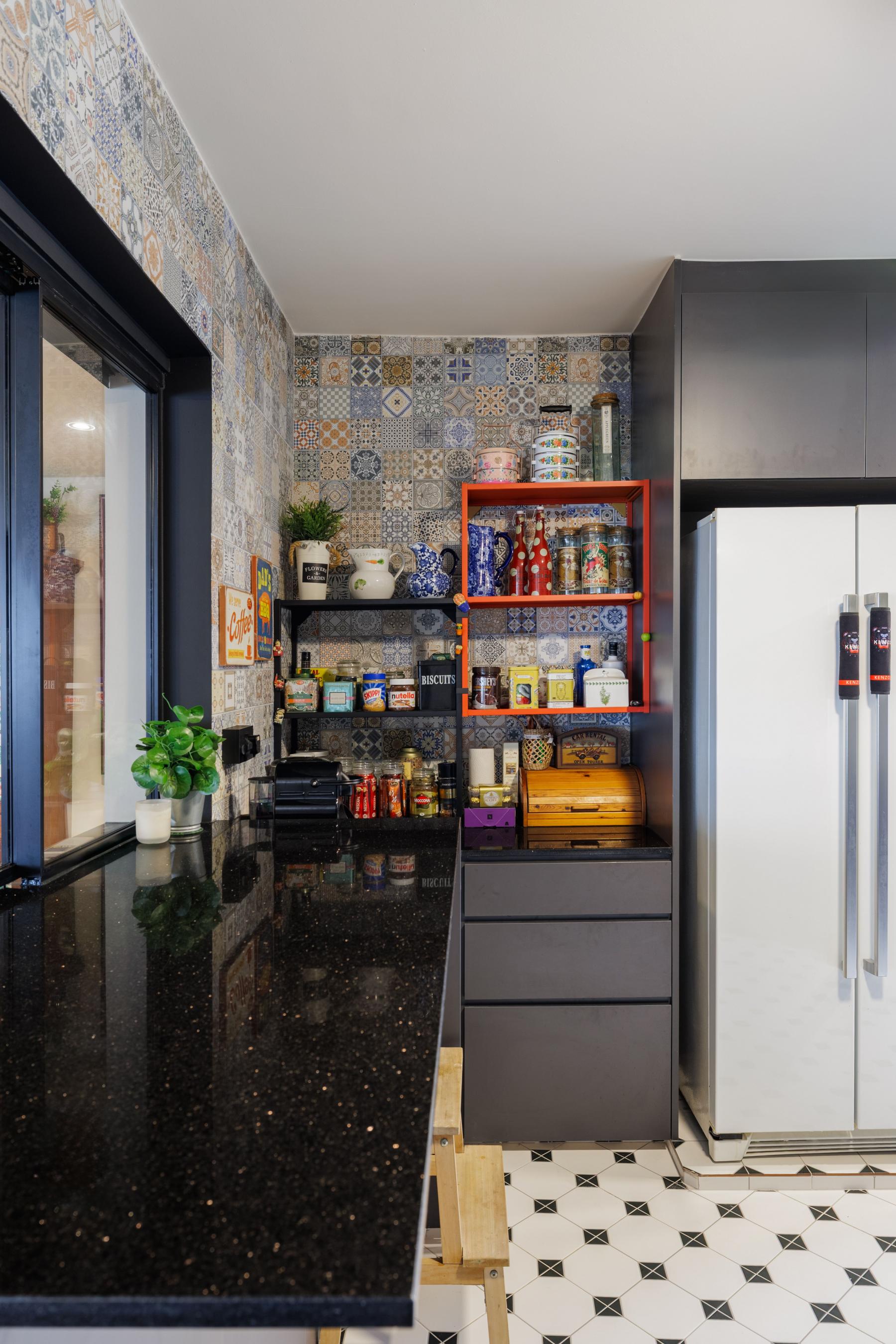 Asian Kitchen with Countertop and Kitchen Window