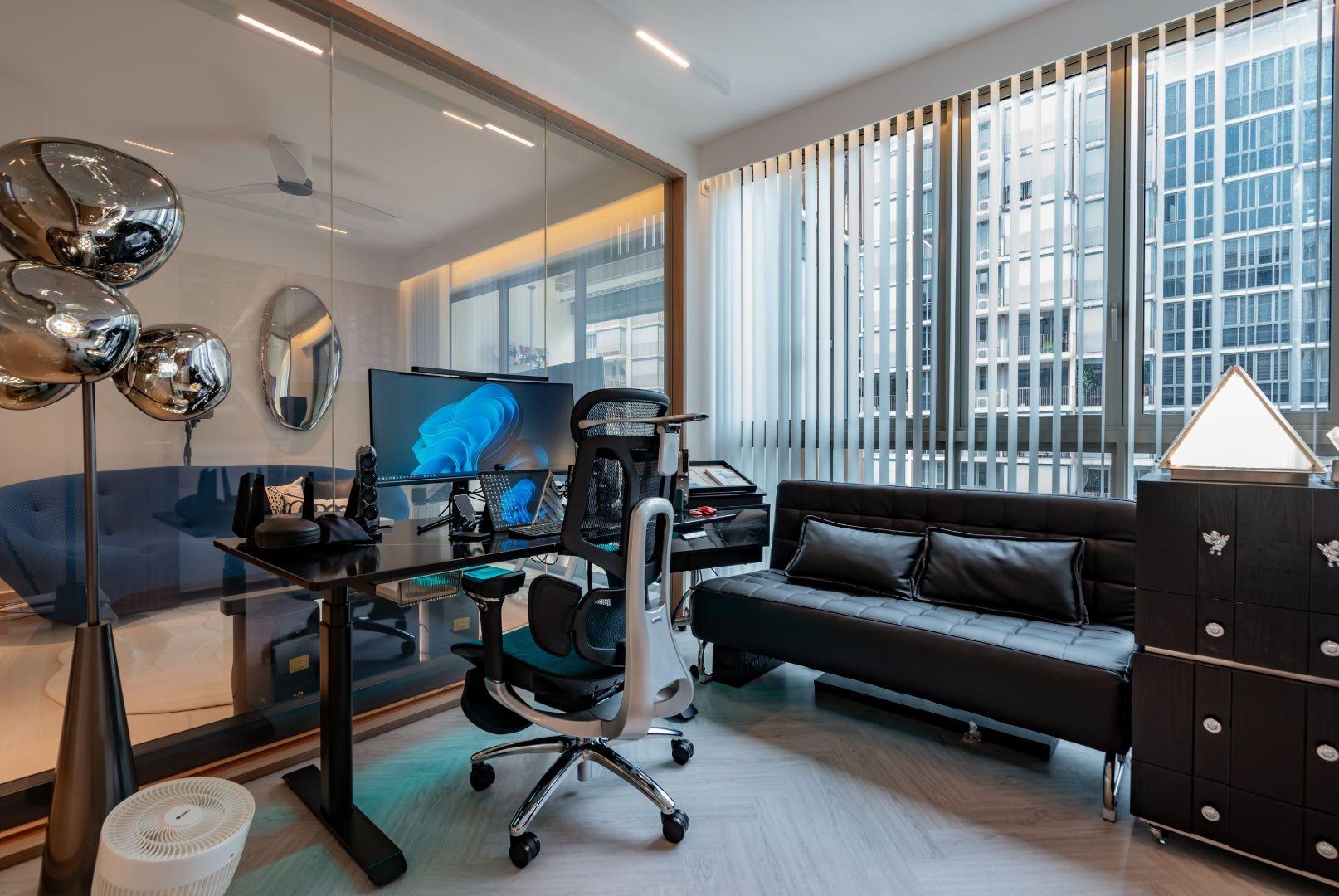 Minimalist Gaming Room with Sofa and Computer