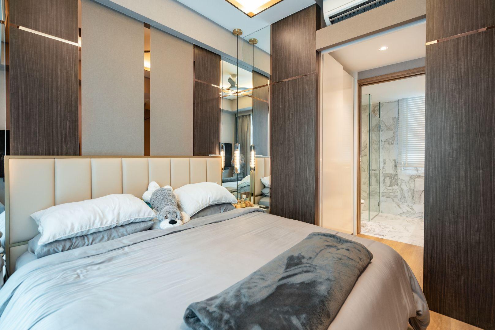 Contemporary Bedroom with Feature Wall and Lighting