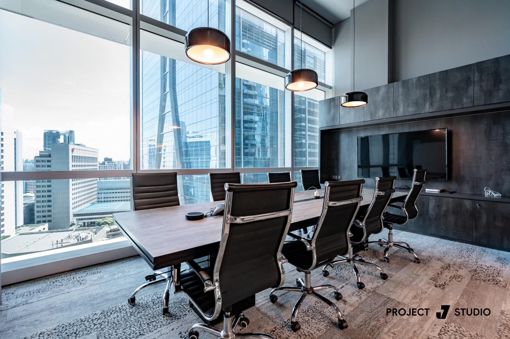 Modern Workstation with Desk and Desk Chairs