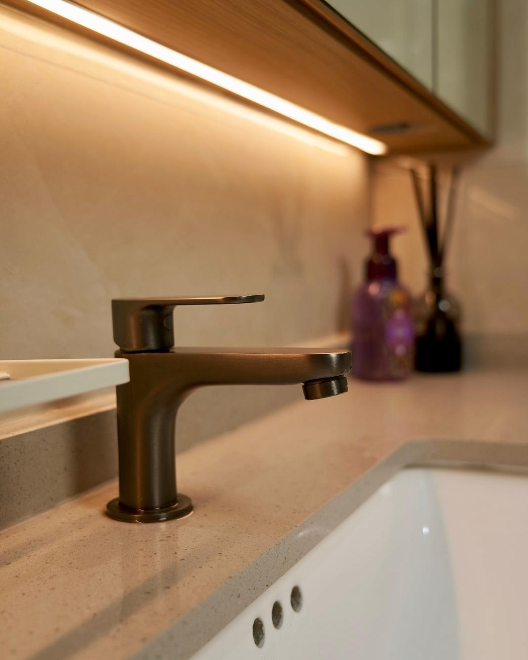 Scandinavian Bathroom with Countertop and Bathroom Accessories