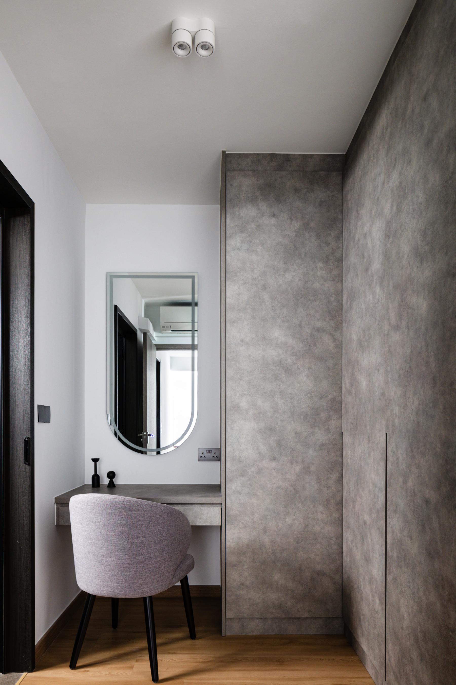 Minimalist Bedroom with Mirror and Wardrobe