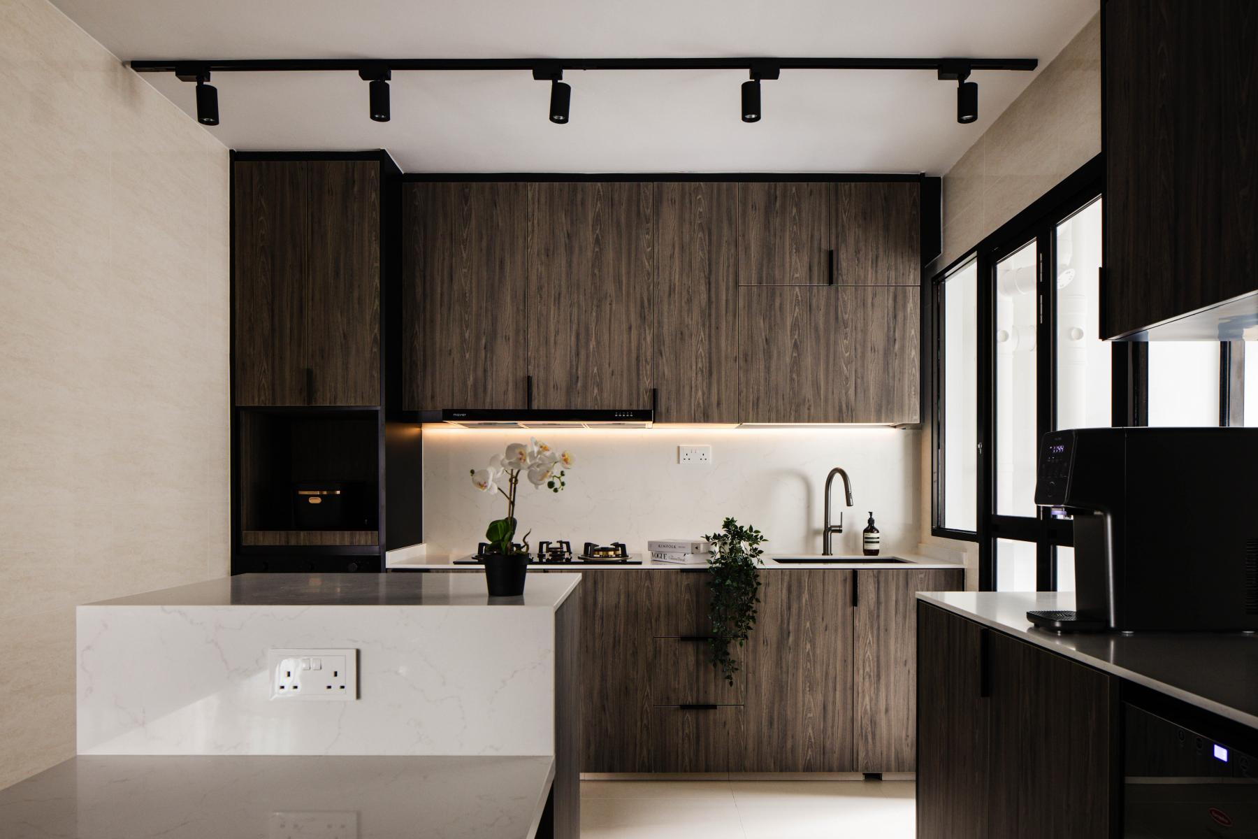 Modern Kitchen with Countertop and Kitchen Island