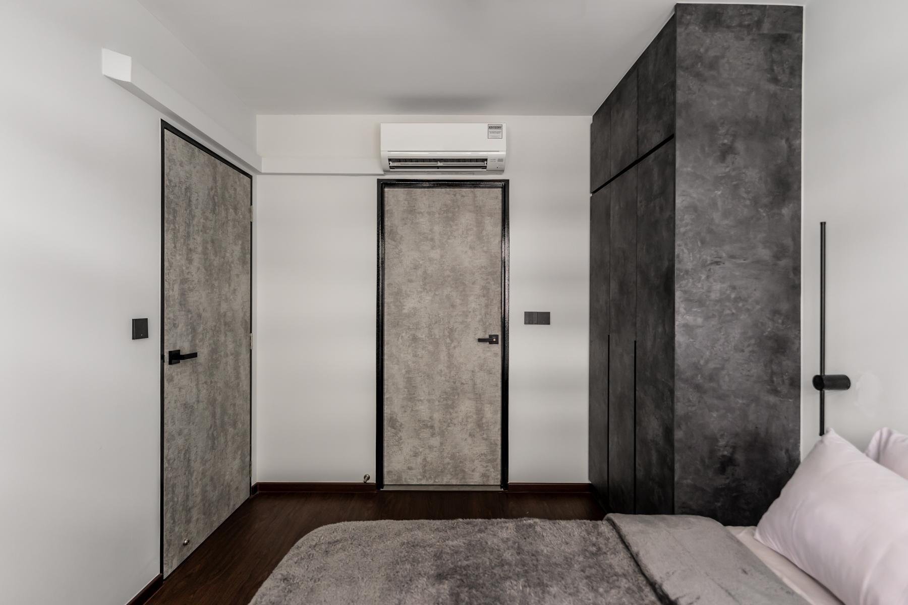 Contemporary Bedroom with Vinyl Flooring and Wardrobe