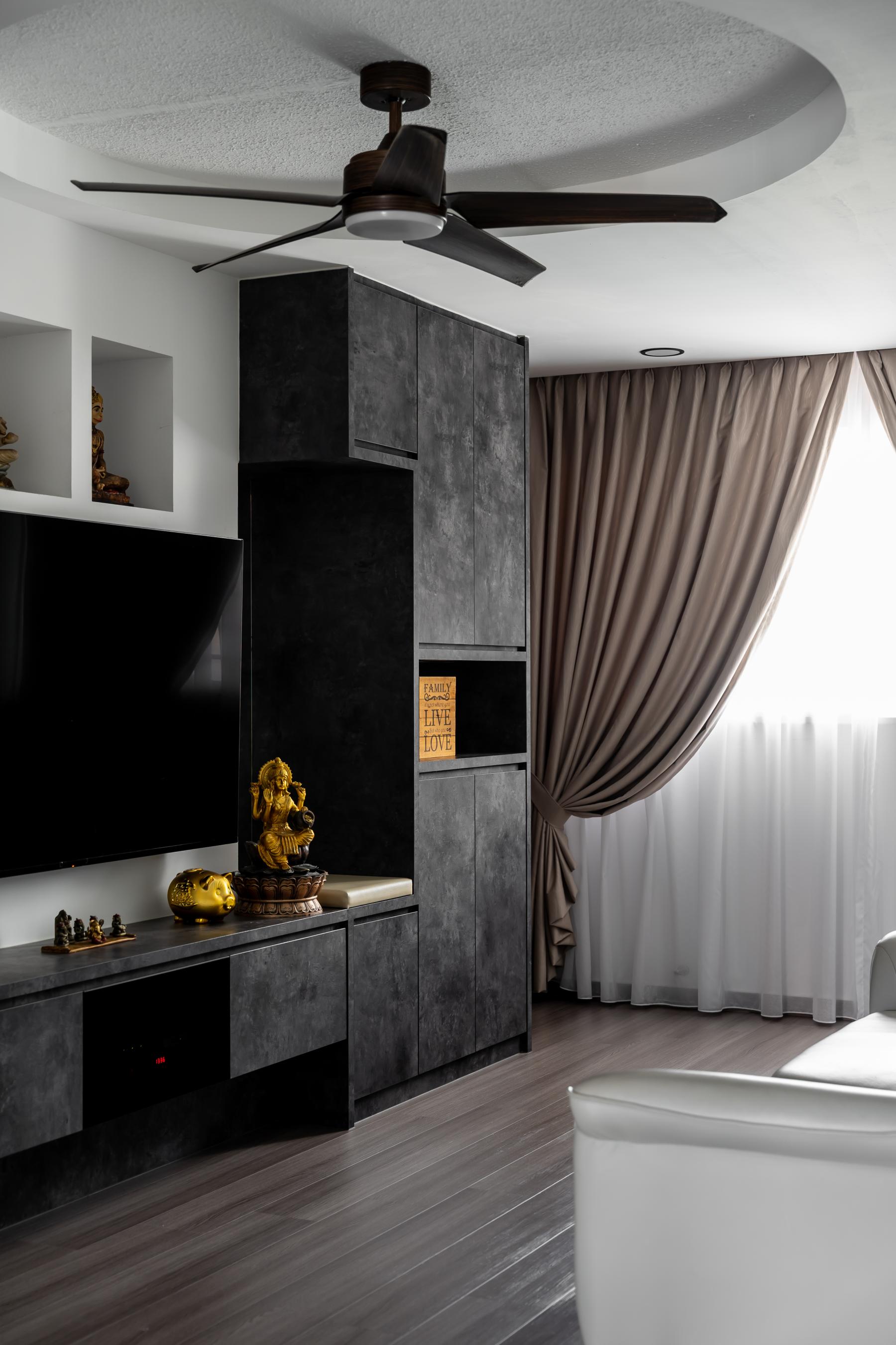 Modern Living Room with Vinyl Flooring and TV Console