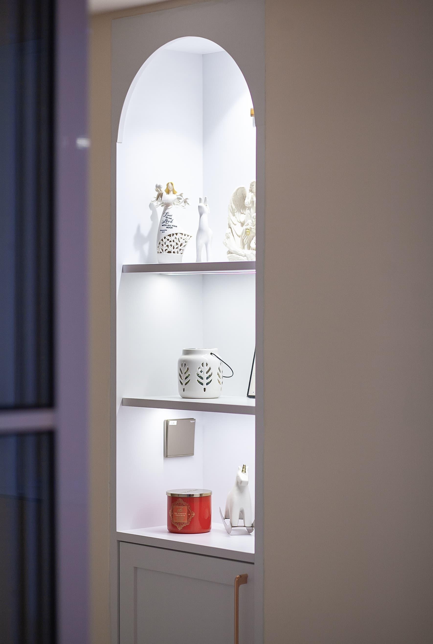 Contemporary Hallway with Storage Cabinets and Display Cabinets