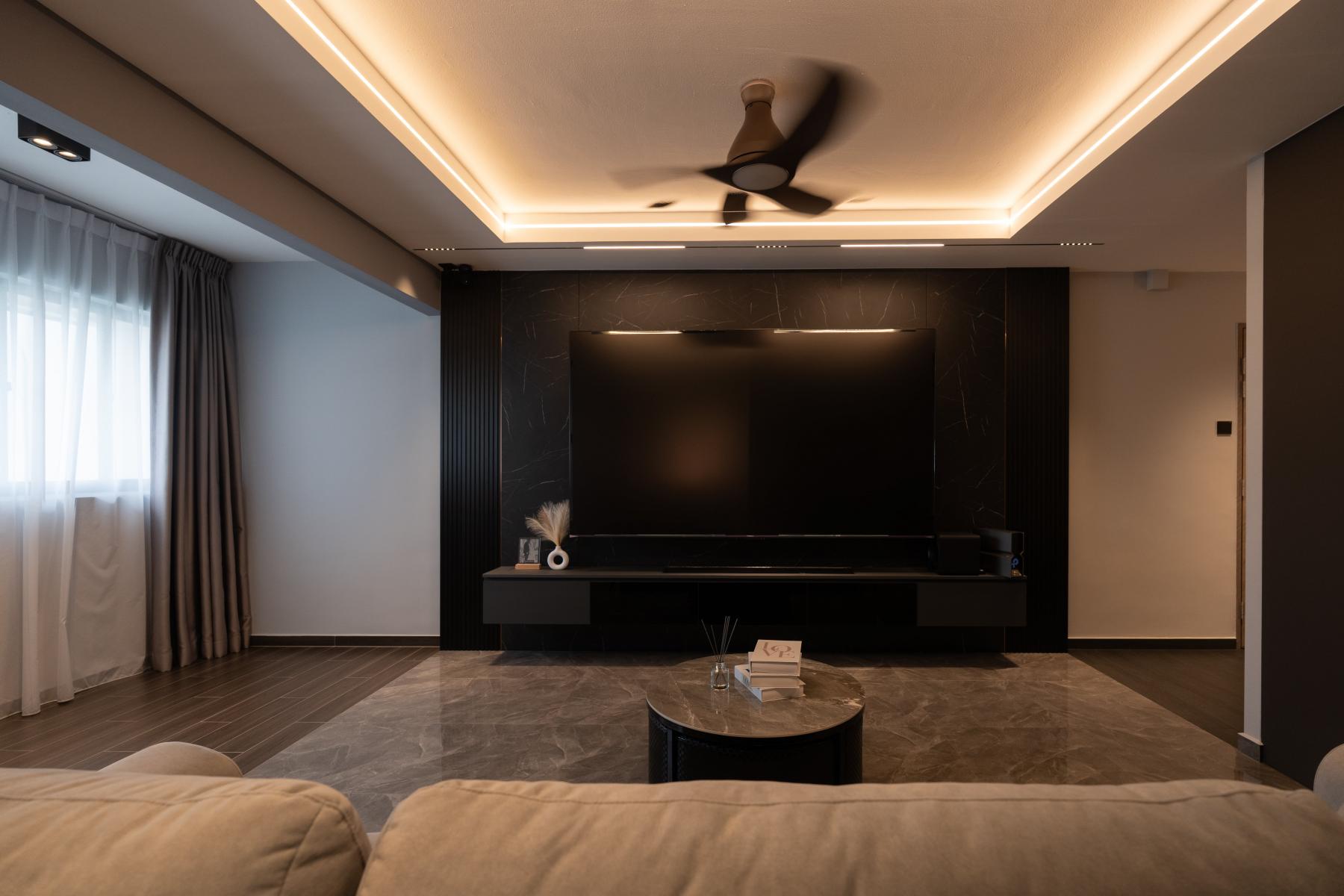 Modern Living Room with TV Console and Sofa