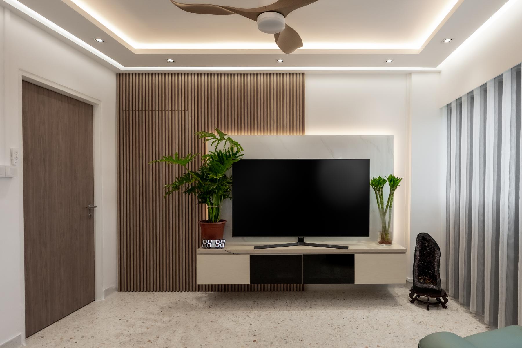 Modern Living Room with TV Console and Feature Wall