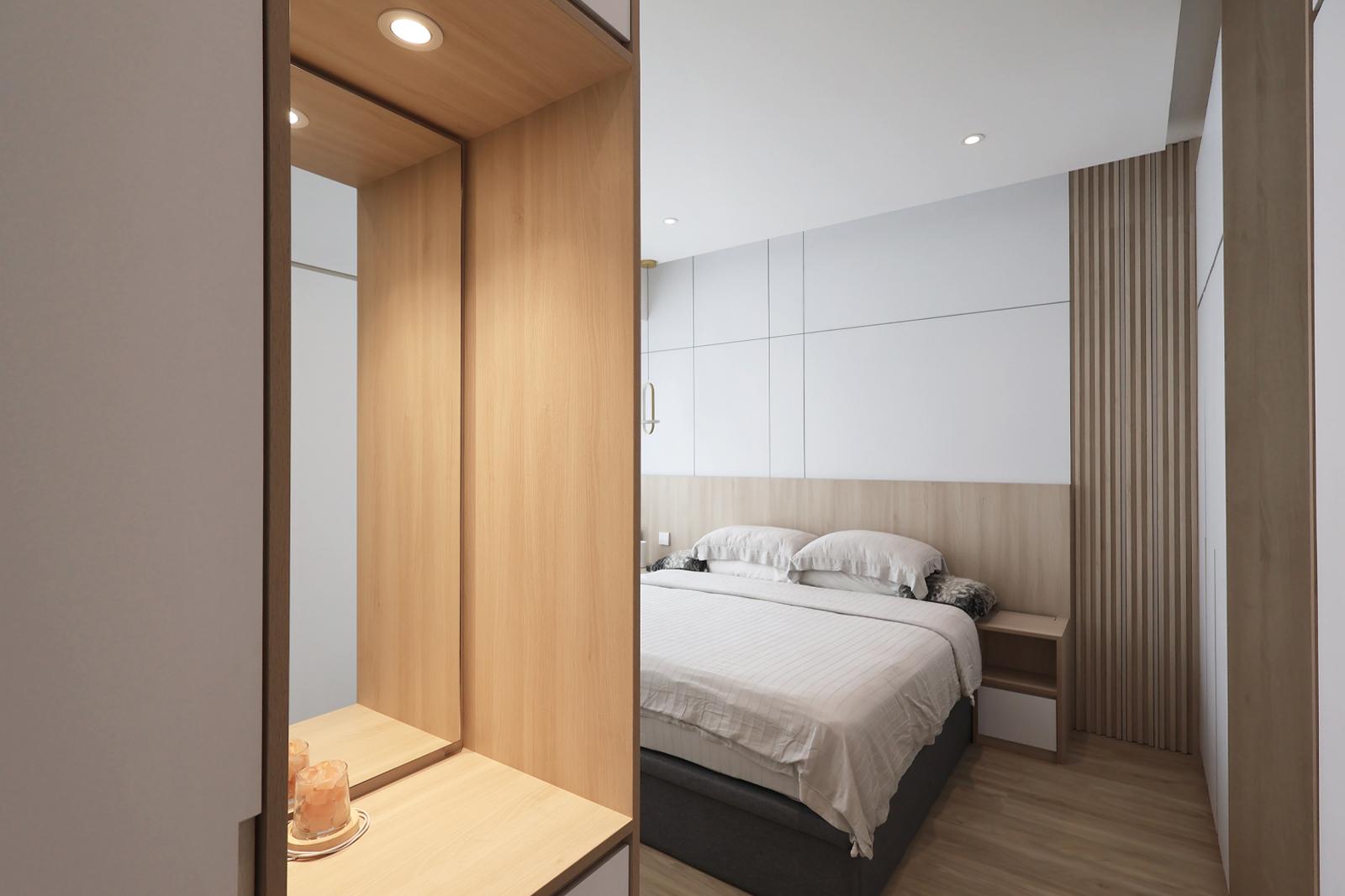Scandinavian Bedroom with Vinyl Flooring and Wardrobe