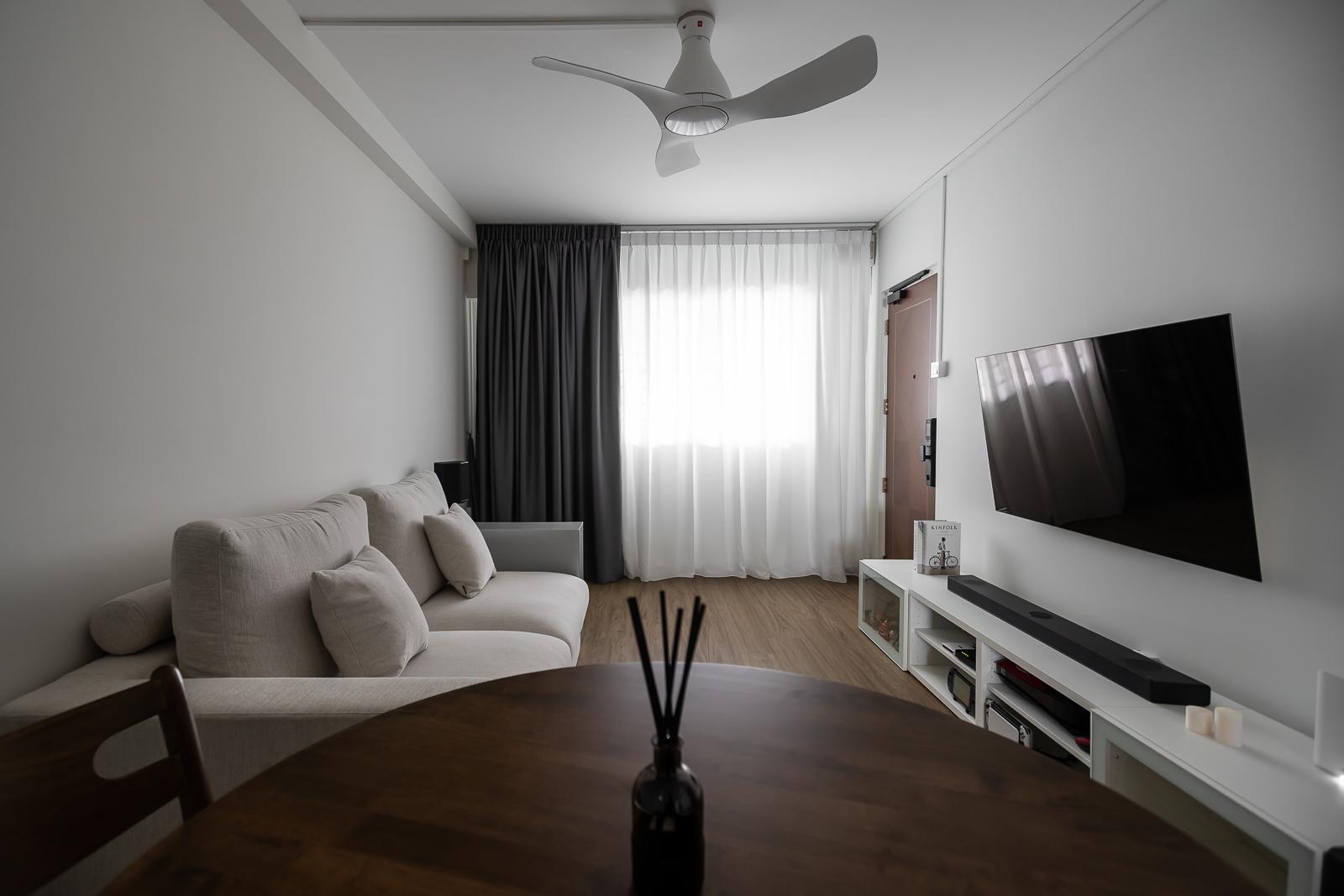 Minimalist Living Room with Vinyl Flooring and TV Console