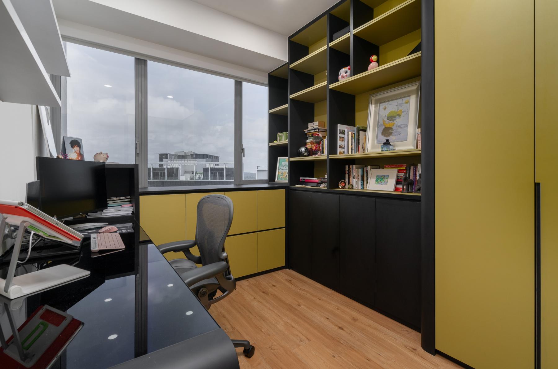 Modern Study with Bookshelf and Desk