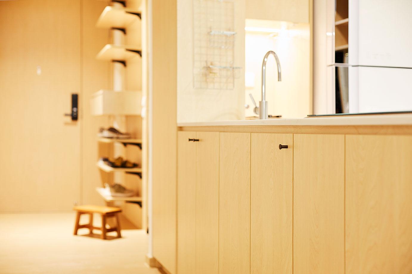 Minimalist Kitchen with Vinyl Flooring and Open Kitchen
